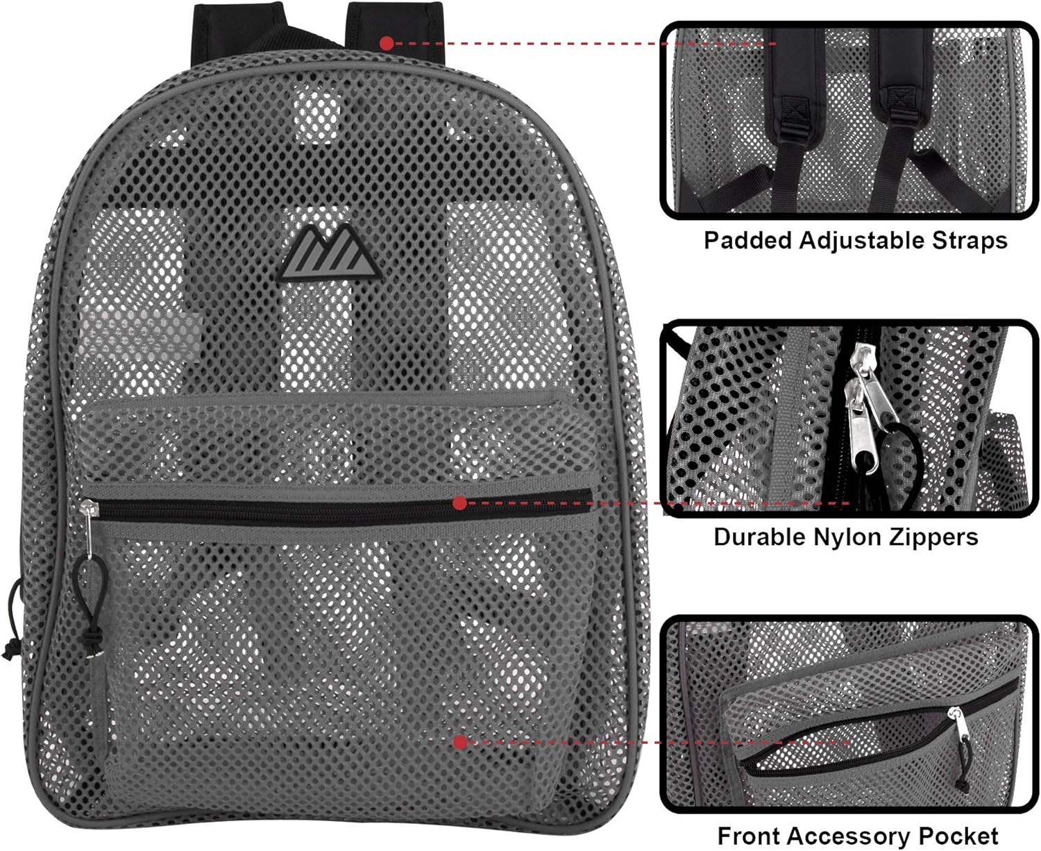 Summit Ridge Mesh Backpacks for Kids, Adults, School, Beach, and Travel, Colorful Transparent Mesh