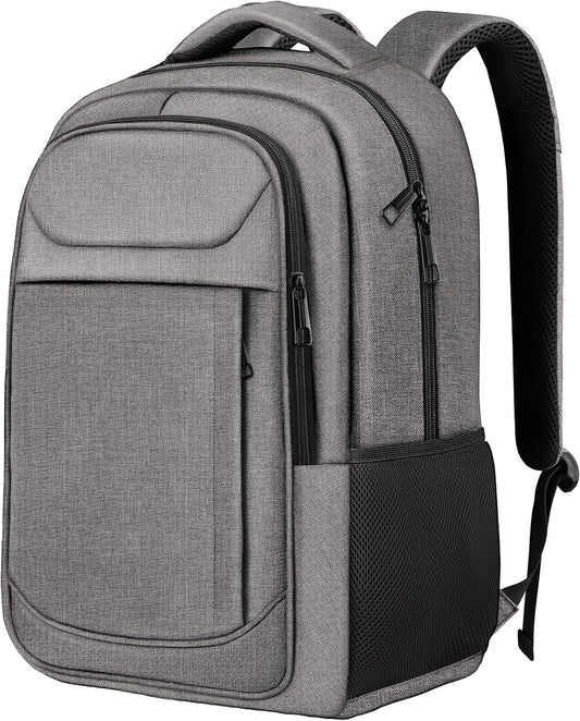 Travel Backpack, Laptop Backpack For Men Women, 17 Inch Water Resistant Slim Casual Daypack College School Travel Computer Nurse Work Bag Gift for Men & Women, Grey