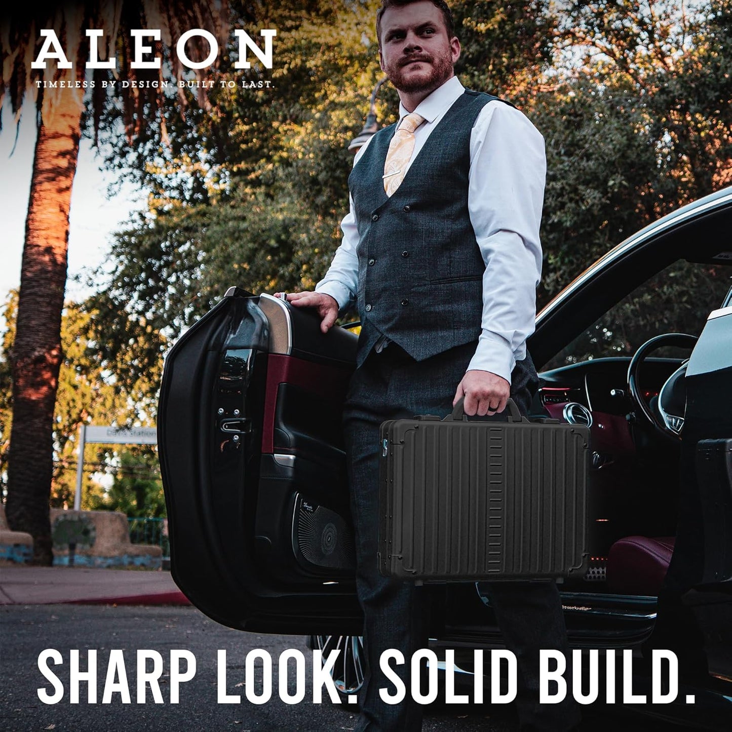 All Aluminum Lightweight 17" Premiuim Laptop Briefcase for Men – Shockproof Hard Shell Attache Case with Two TSA Key Locks, Metal Carrying Case for Travel, Storage, and Business Equipment (Onyx)