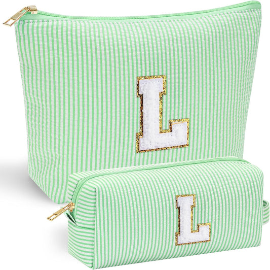 YOOLIFE Cute Makeup Bag for Women Girls - Personalized Teenager Girl Gift Ideas | Initial Make Up Bag | Gifts for Women Friends | Skin Care Bag | Mothers Day Gifts | Tween Girls Trendy Stuff L