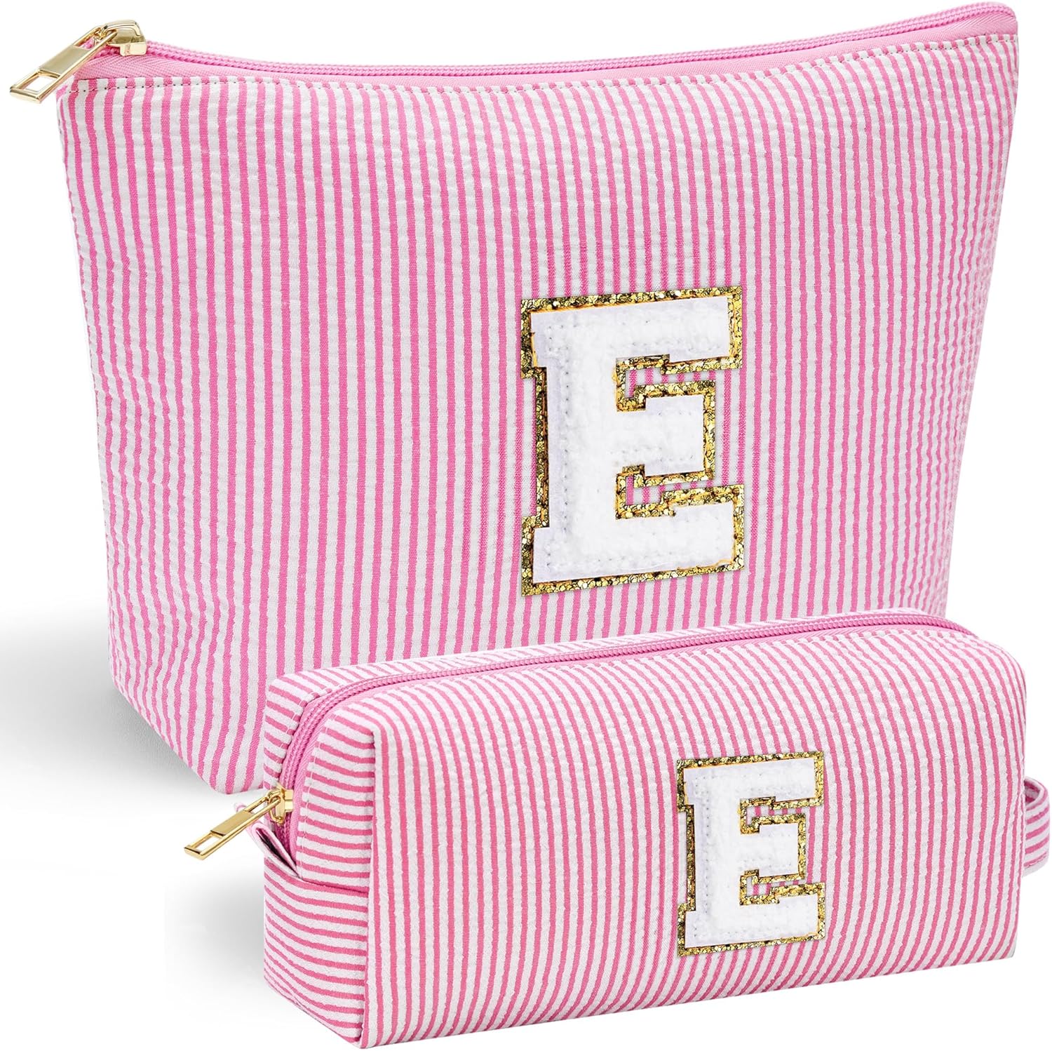 YOOLIFE Personalized Makeup Bag for Women - Monogram Cosmetic Bag Travel Toiletry Bag Brush Holder