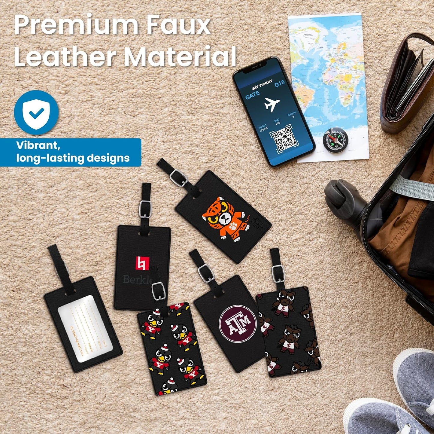 OTM Essentials Berklee College of Music Faux Leather Luggage Tag, Durable Travel Accessories with