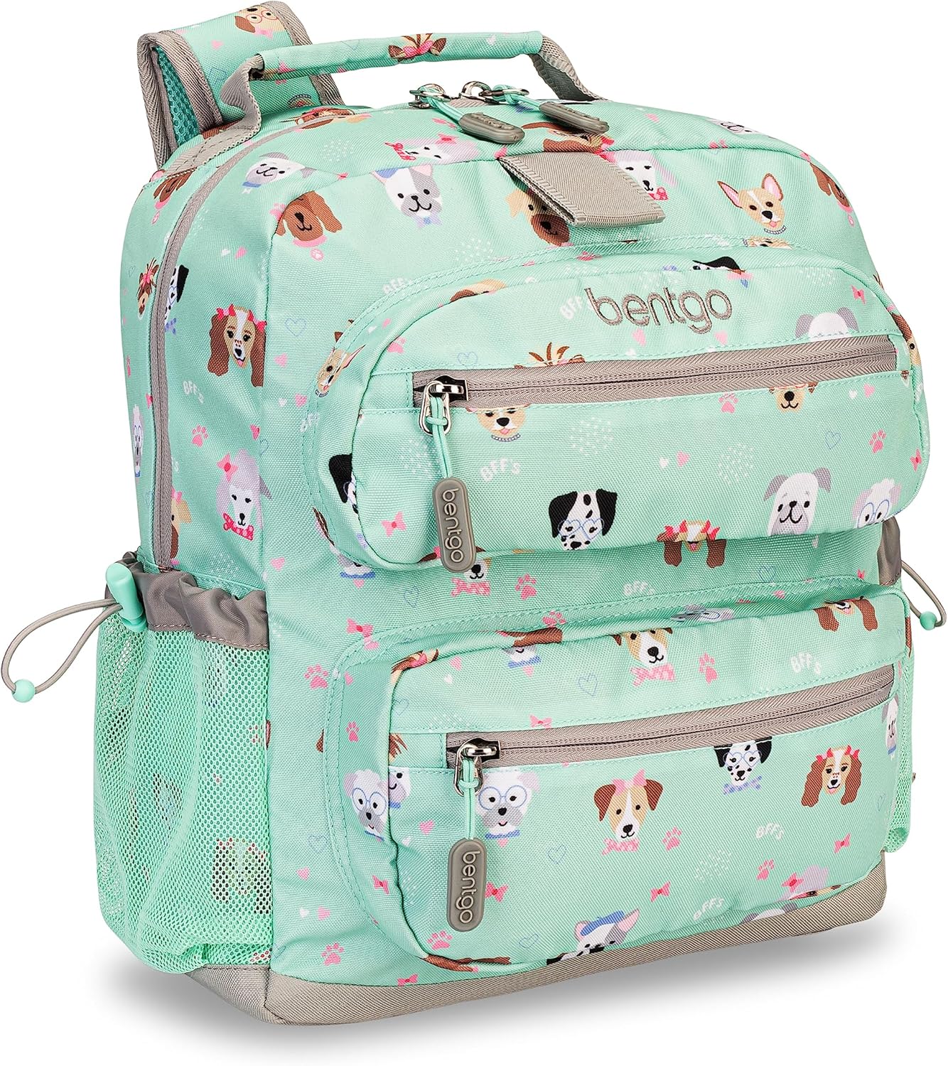 Bentgo Kids Backpack - Lightweight 14” Backpack in Fun Prints for School, Travel, & Daycare, Ideal for Ages 4+, Roomy Interior, Durable & Water-Resistant Fabric, & Loop for Lunch Bag (Puppy Love)