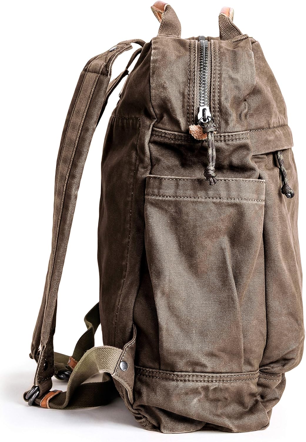 GOOTIUM Canvas Backpack for Women Vintage Style Zipper Bag Men's Casual Daypack Cloth Outdoor Travel Rucksack, Umber