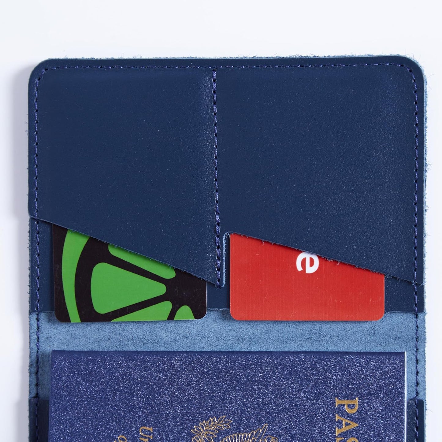 INCARNE US Passport Cover Clear - Travel Passport Wallet - Leather Passport Holder for Men Women Family with Card Slots & Note Compartmen - Sleeve Protector - Genuine Leather - Classic Blue