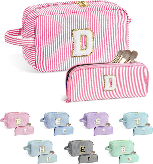 YOOLIFE Gifts for Teen Girls - Personalized Initial Makeup Bag, Birthday Gifts for Women Sister Friend Daughter Girls Kids