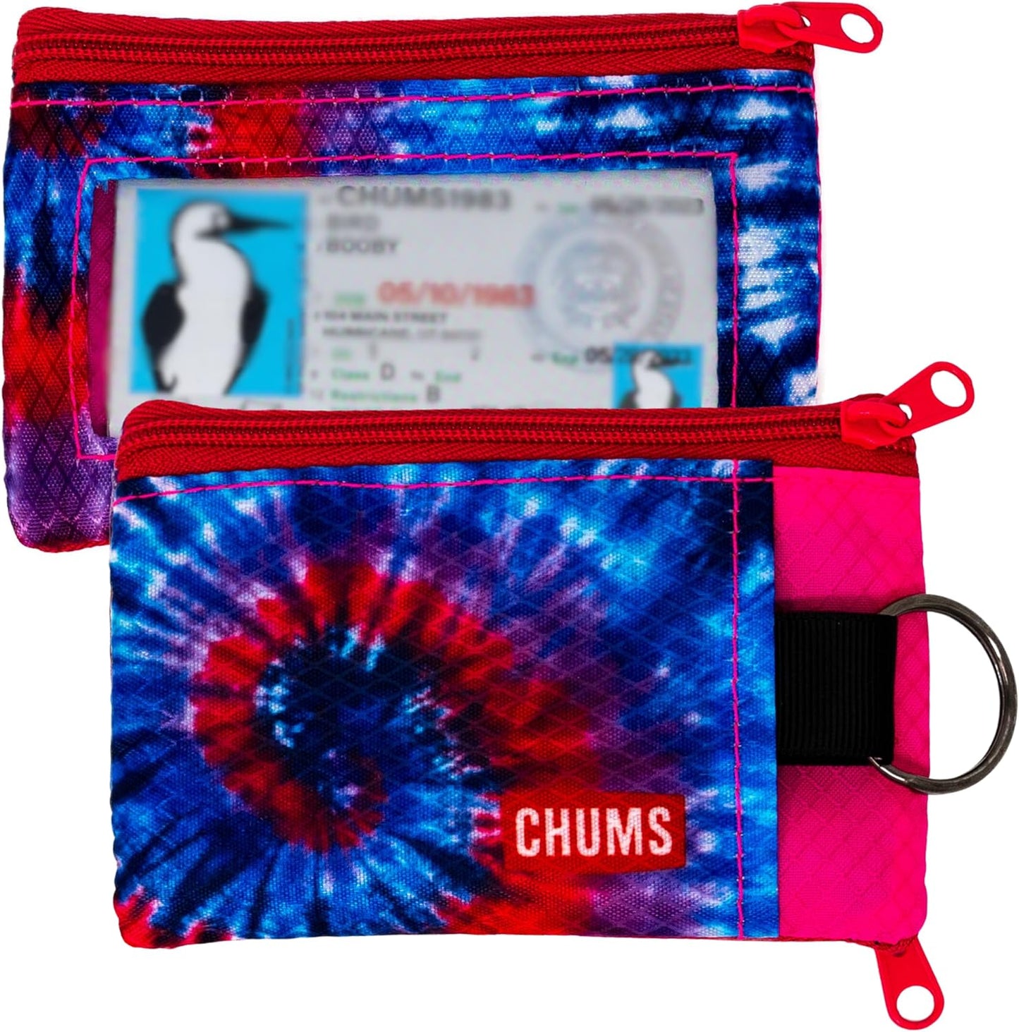 Chums Surfshorts Wallet - Lightweight Slim Wallet w/ RFID Blocking Card - Zippered, Minimalist Wallet w/Key Ring - Patterns