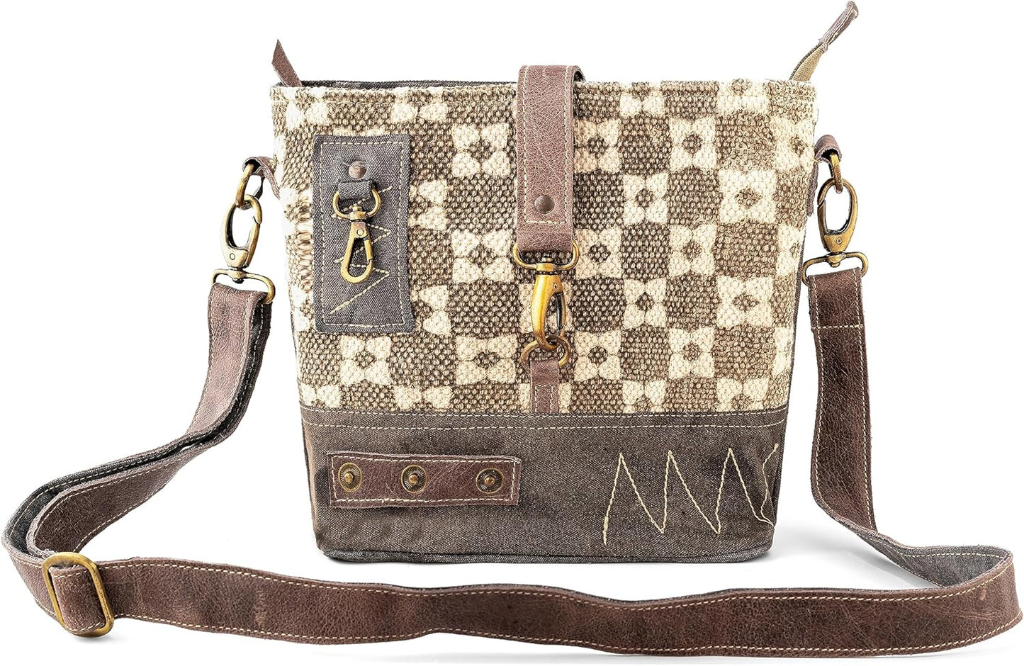 3B SHOUZO Messenger and Shoulder Bag - Upcycled Vintage Canvas & Leather