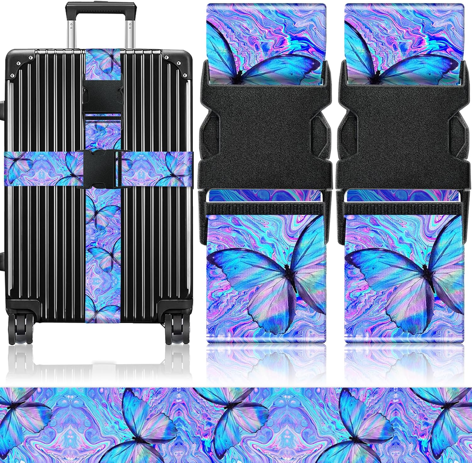 Slohif Luggage Straps for Suitcases Travel Belt Accessories Luggage Connector Identifiers 2 Pack
