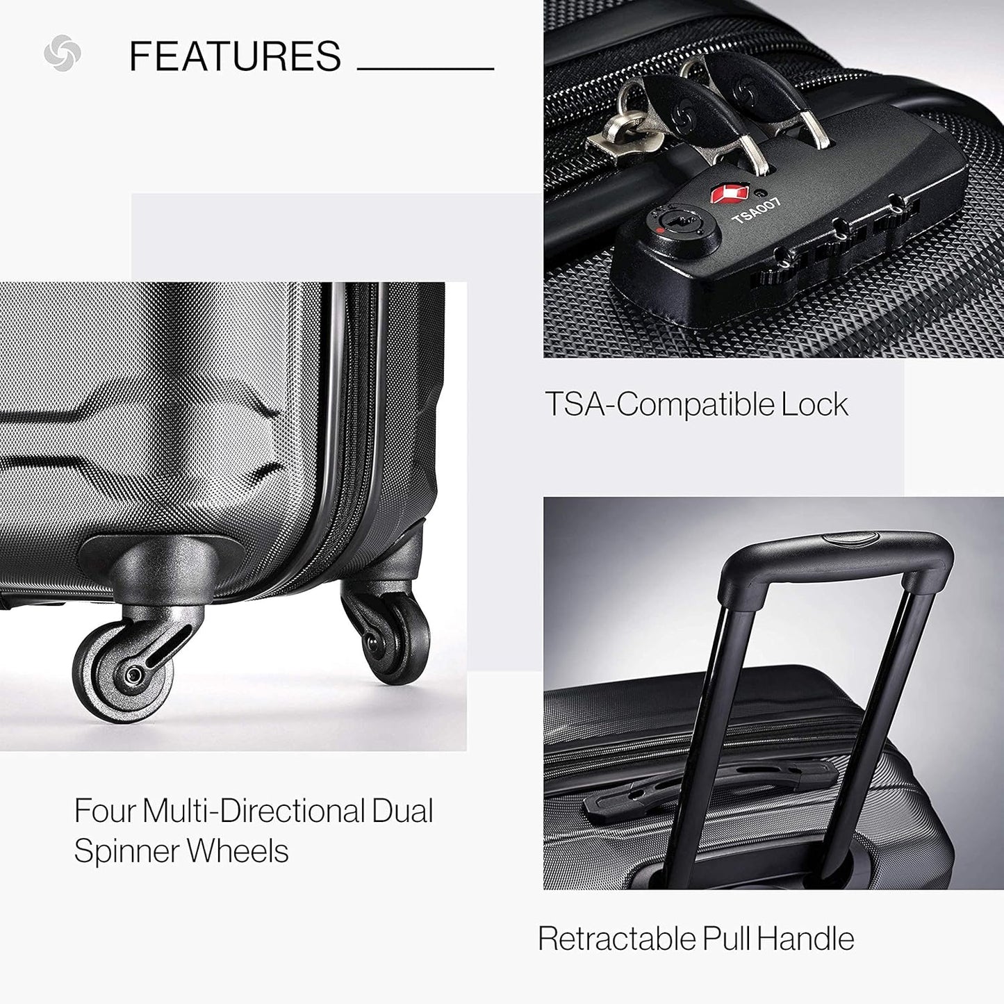 Samsonite Omni PC Hardside Expandable Luggage with Spinner Wheels, Black, 2-Piece Set (20/24)