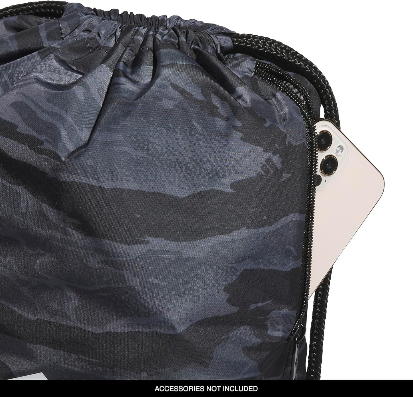 adidas Ready Sackpack – Drawstring Backpack Lightweight Small Gym Bag, Essential Camo Black/White/1.0, One Size
