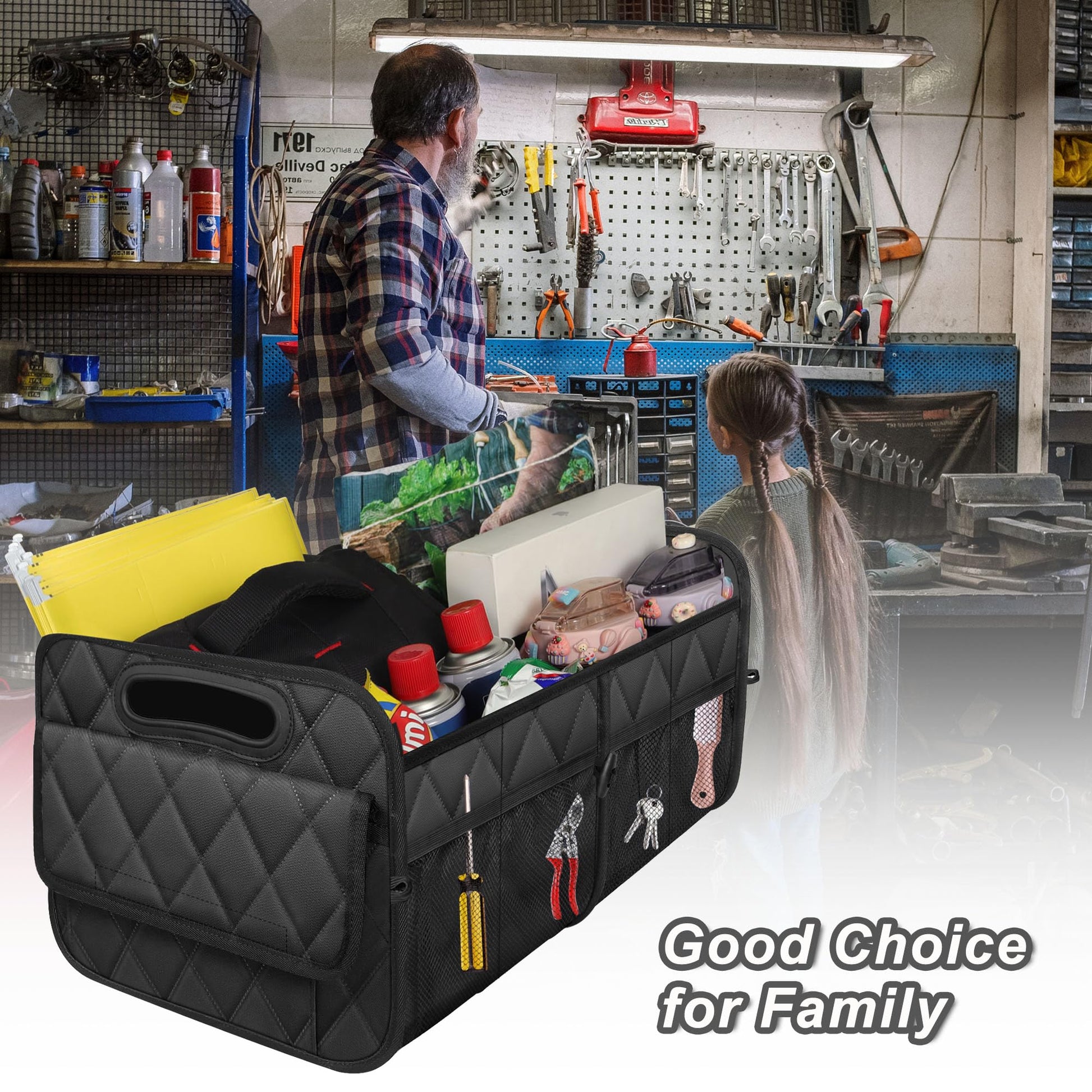 Deosk Car Trunk Organizer for SUV, Car Organizers and Storage with Reinforced Handles, Car