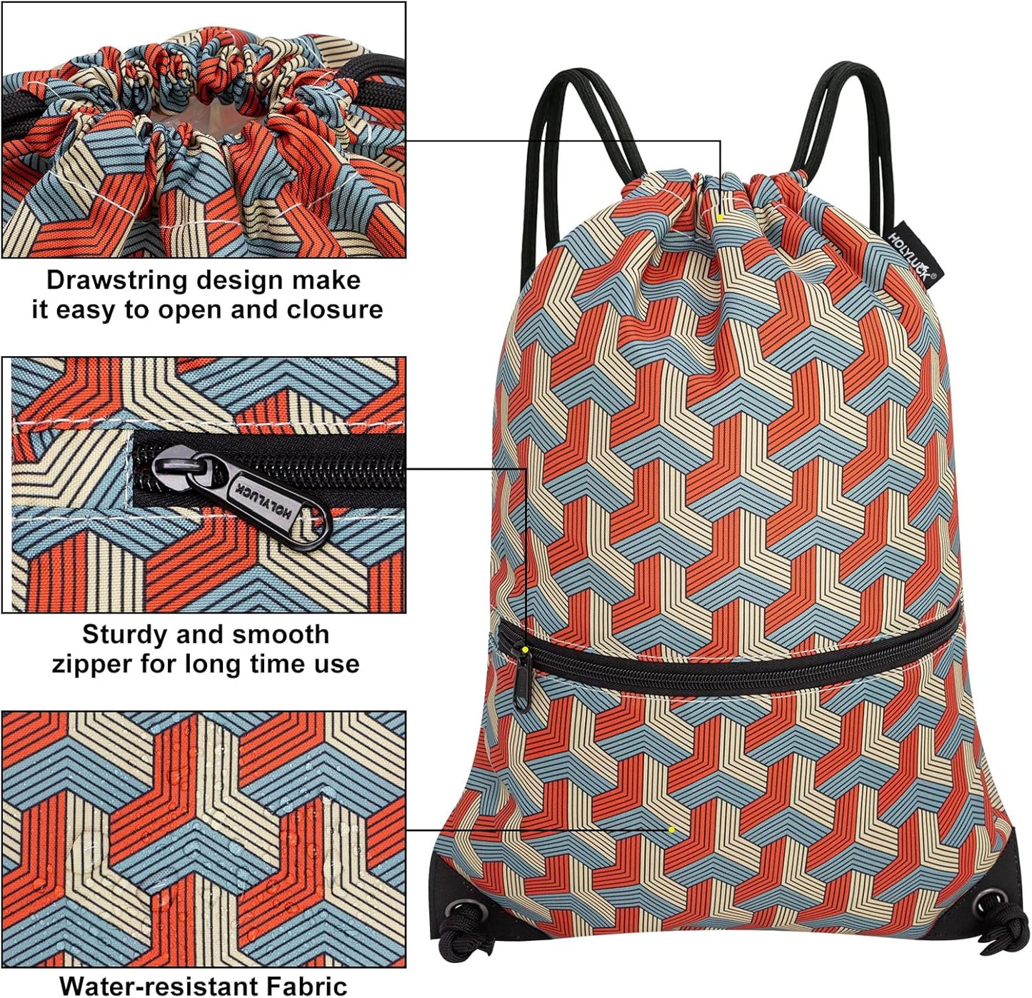 HOLYLUCK Drawstring Backpack Bag Sport Gym Sackpack