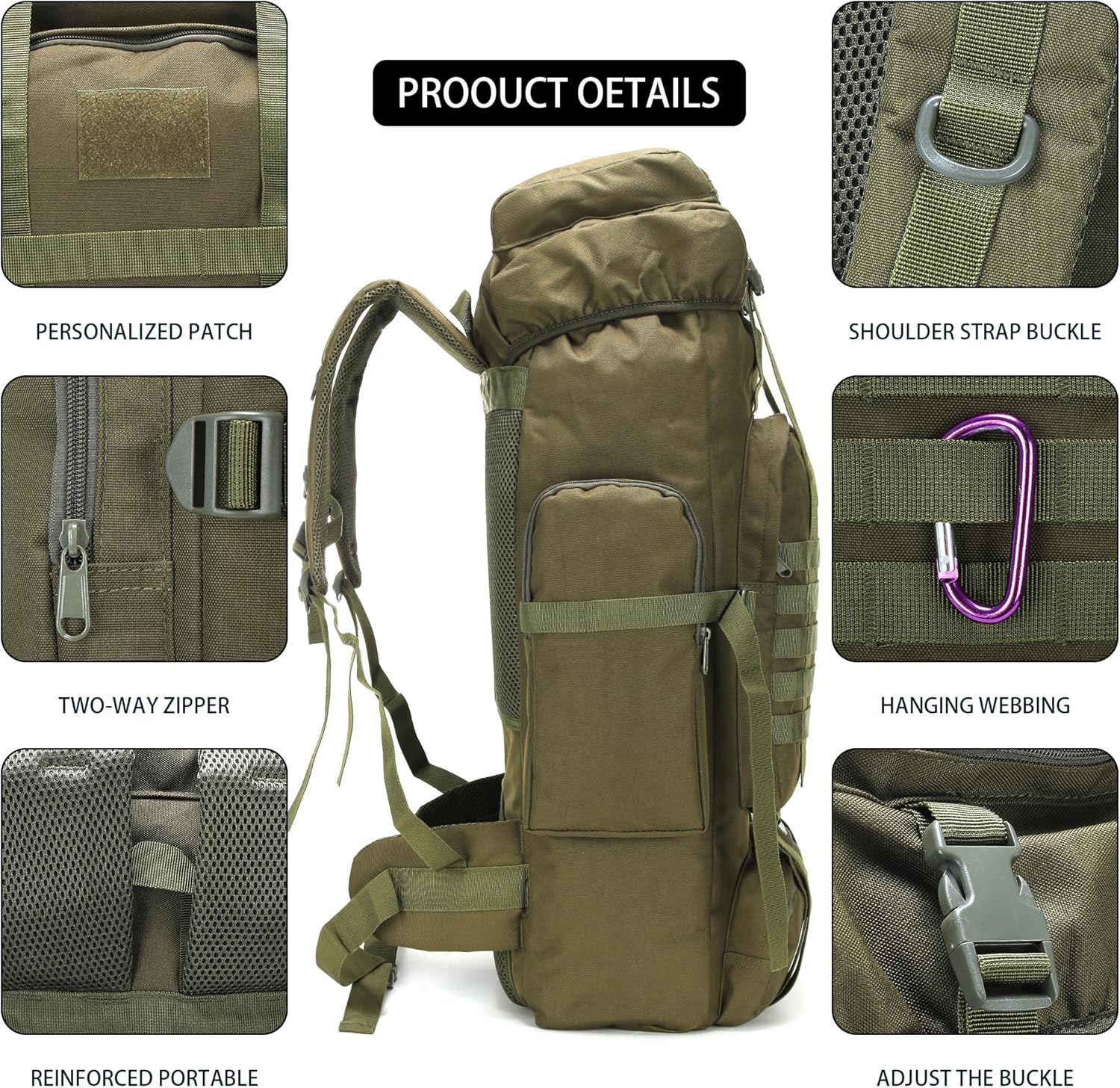 Hiking Backpack for Men 70L/100L Camping Backpack Military Rucksack Molle 3 Days Assault Pack for