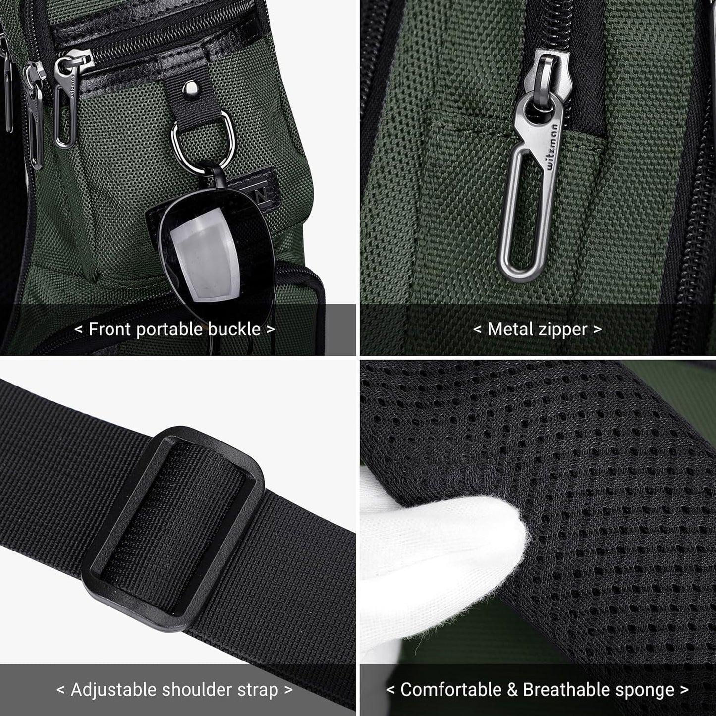WITZMAN Sling Bag for Men Crossbody Bags Travel Slim Chest Bag One Strap Lightweight Casual Daypack