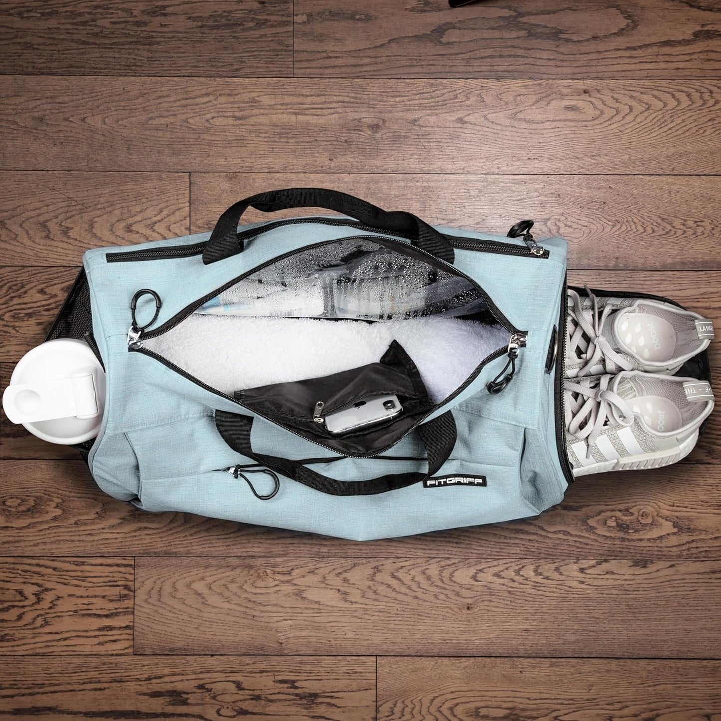 Fitgriff® Gym Bag for Men & Women with Shoe & Wet Compartment - Duffle Bag for Travel, Sports