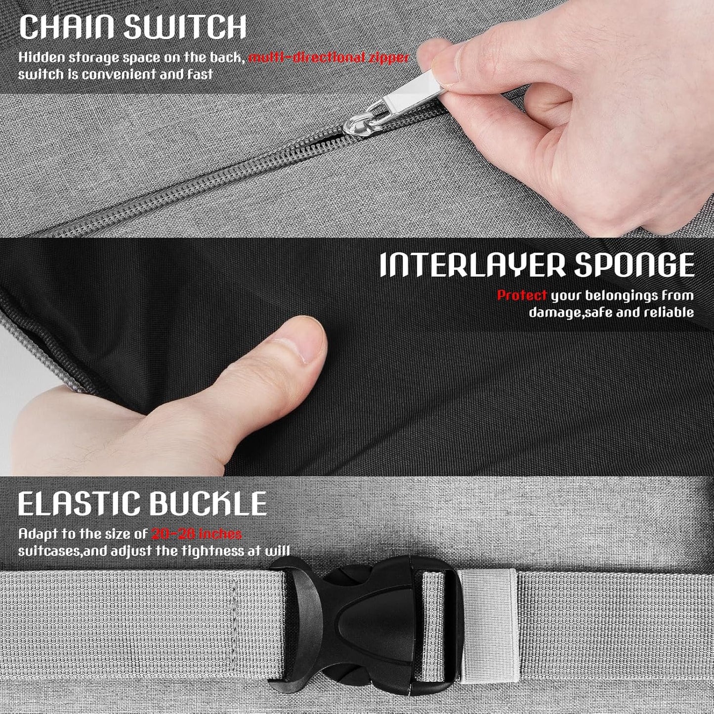 Add-a-Bag Luggage Strap – Adjustable Over Luggage Organizer for Hanging Extra Bag, Hands-Free Multi Travel Accessory for Business Trips & Vacations, Fits Most Suitcases & Laptop (Gray-3)
