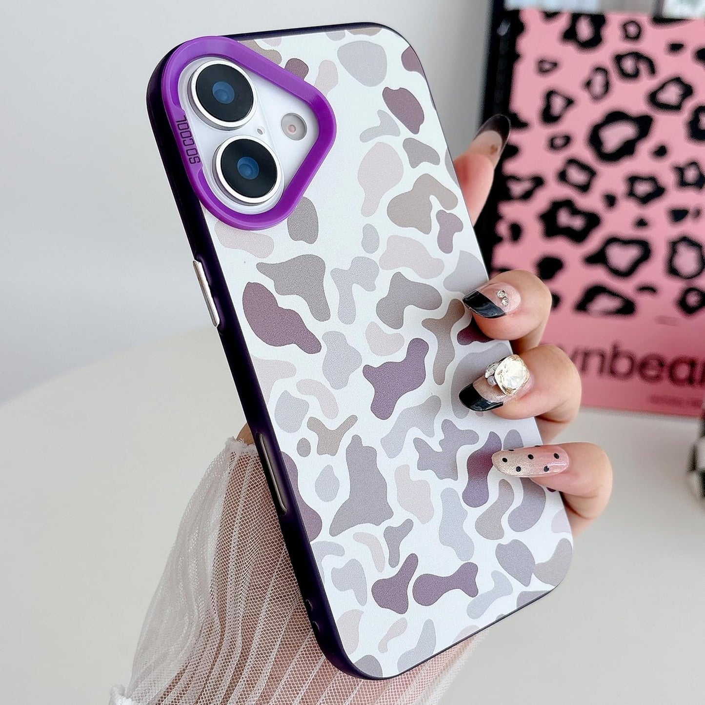 for iPhone 17 Case, Vintage Camo Pattern Design for Men Boys Teens, Cool Camouflage Shockproof Protective Cover for Girls Women - Purple