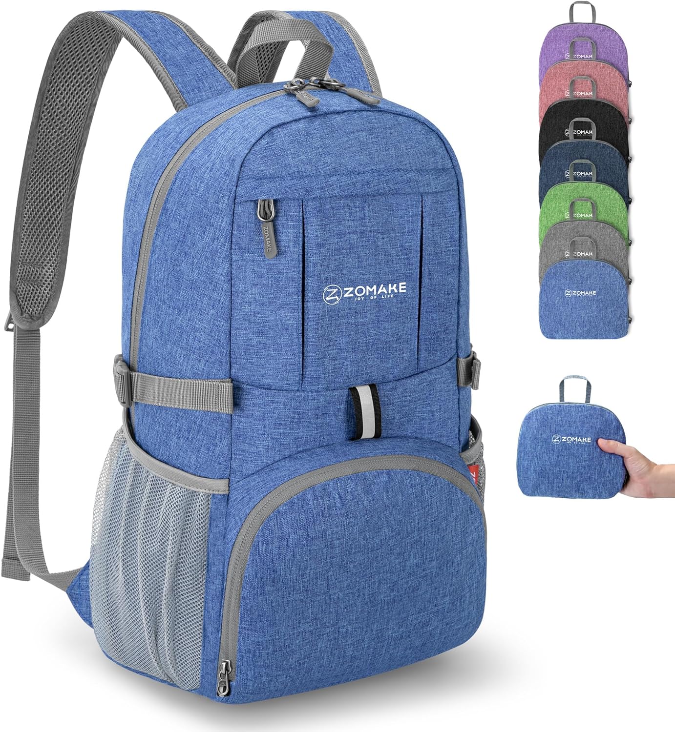 ZOMAKE Ultra Lightweight Packable Backpack 25L,Small Foldable Backpacks Hiking Water Resistant Collapsible Daypack for Women Men(Dark Blue-C2)