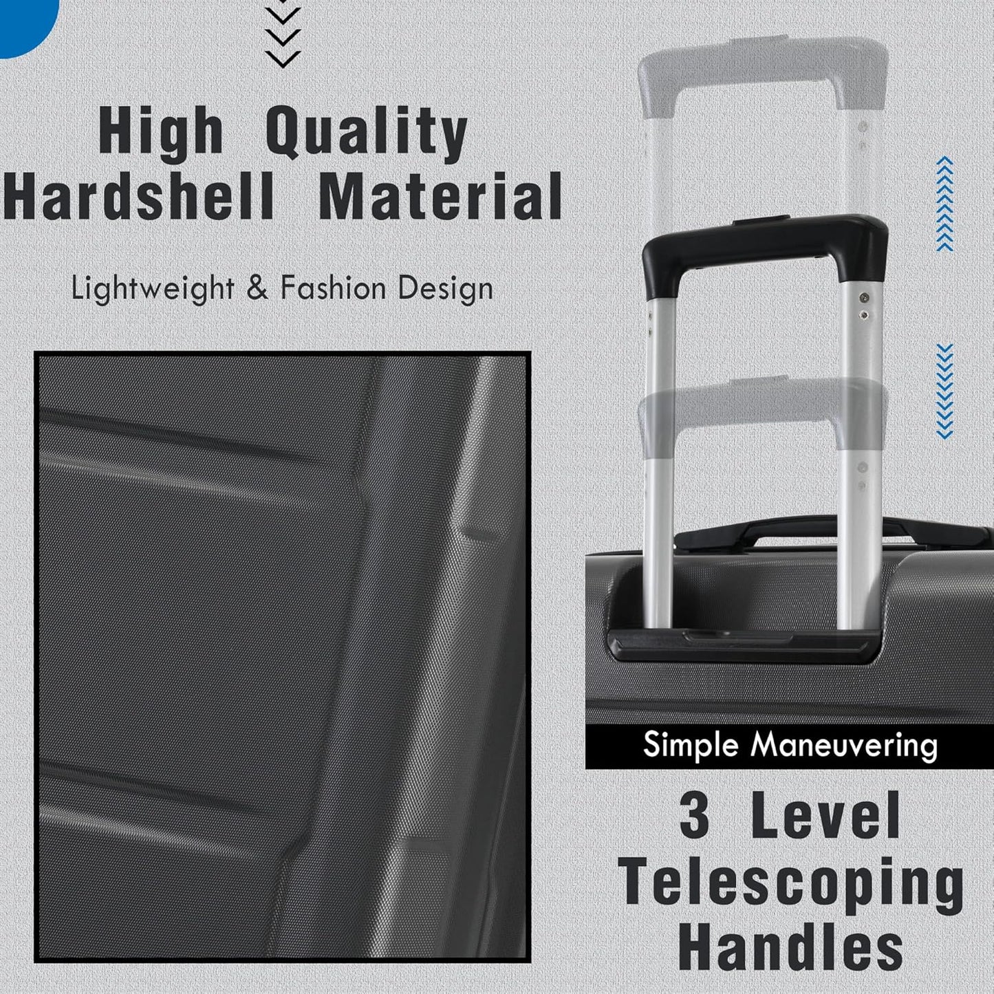 Merax Luggage Set 2 Piece Suitcase Sets with Spinner Wheel,Lightweight Hardside Expandable Travel Laggage with TSA Lock,Suitcase with Travel Bag(20"/24",Dark Gray)
