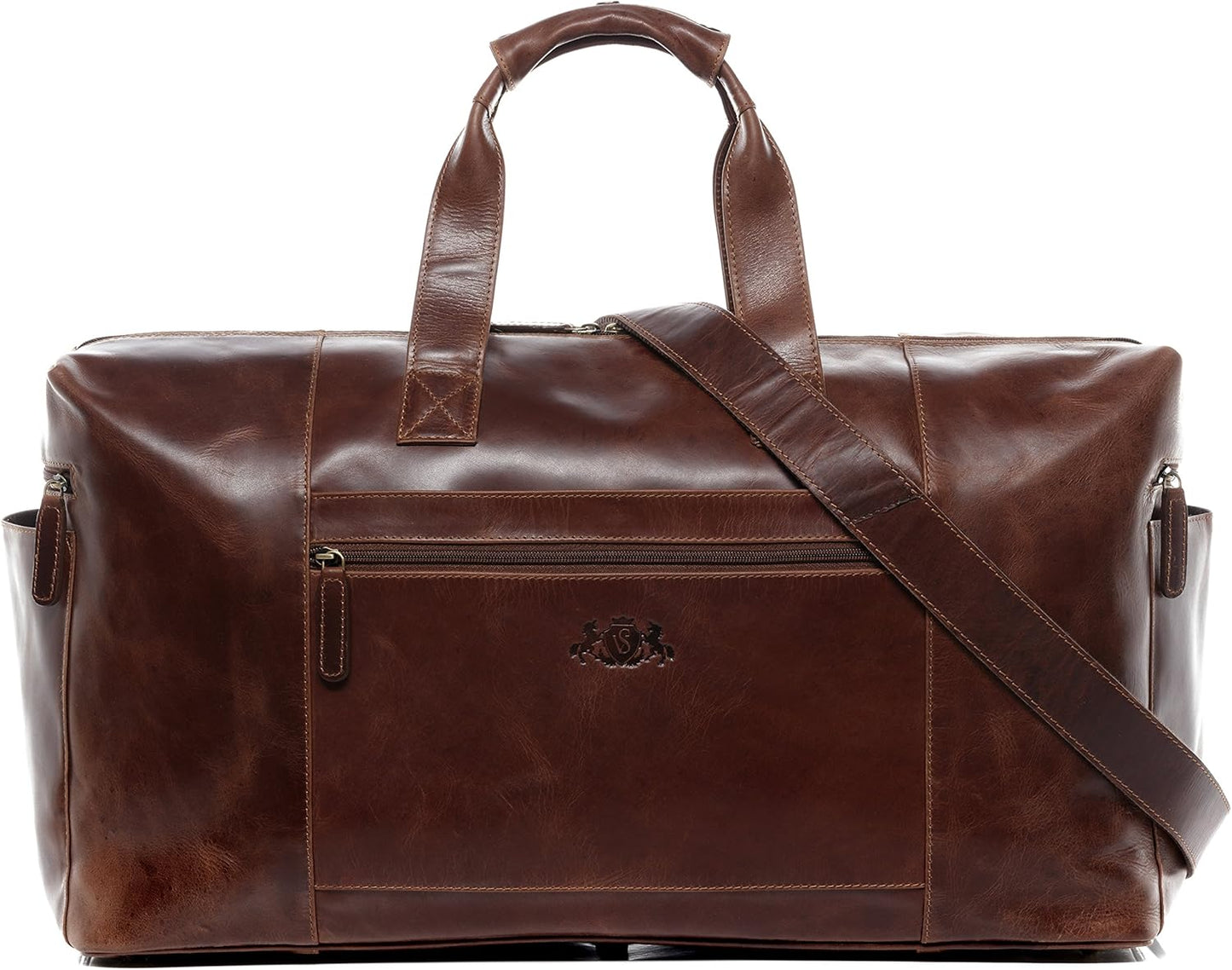 SID & VAIN travel bag holdall BRISTOL XXL duffel bag real leather weekender duffle carry on leather bag Male