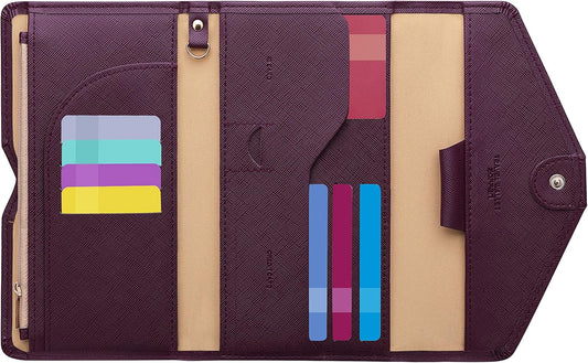ZOPPEN Mulit-purpose Rfid Blocking Passport Holder Travel Wallet (Ver.4) Passport and Vaccine Card Holder ComboTri-fold Document Organizer Travel Essentials