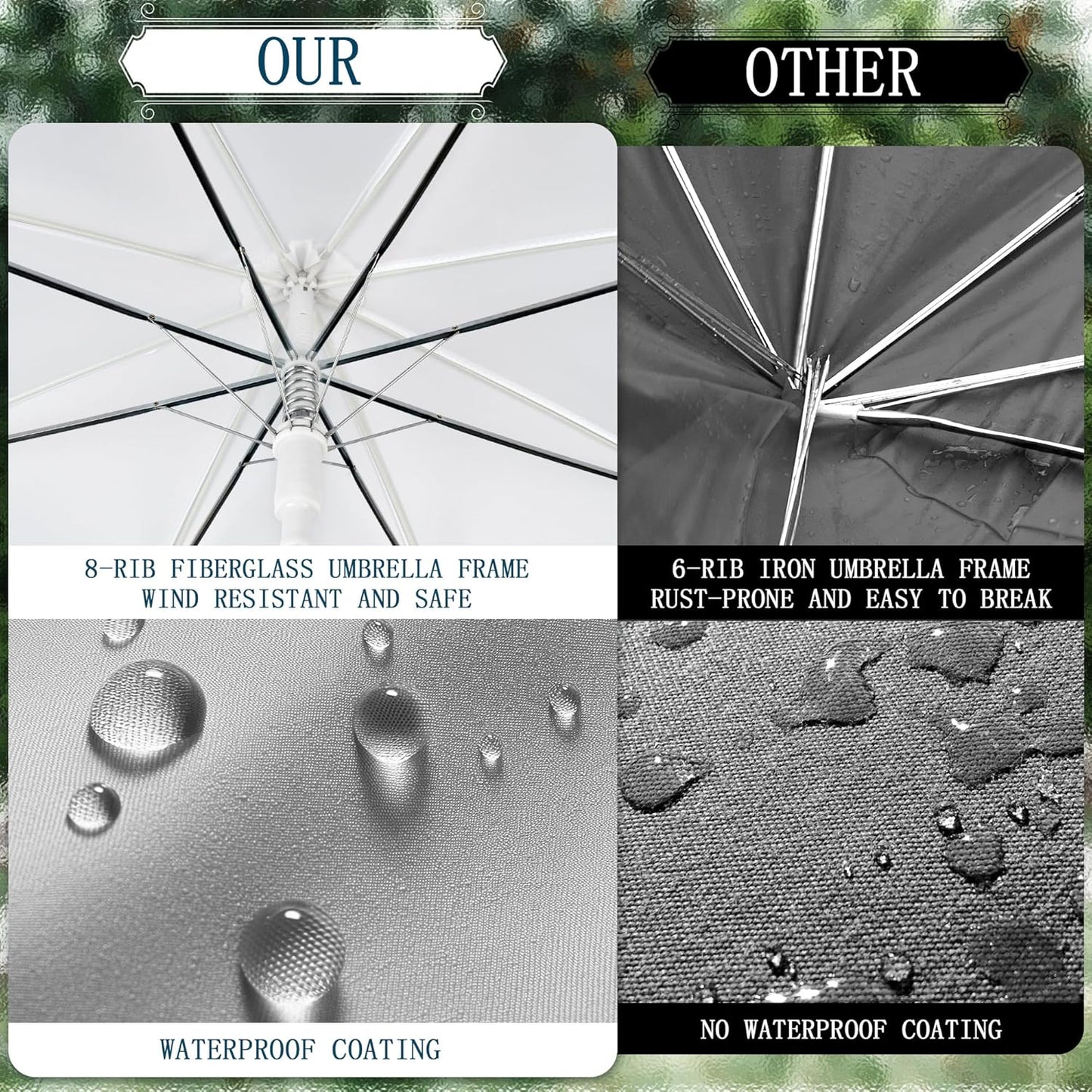 8 Pack Wedding Umbrella Bulk, Windproof Large Rain Umbrella, Strong Fiberglass Frame, Auto Open Wedding Umbrellas for Guests Bride Groom Photography Friend Gift