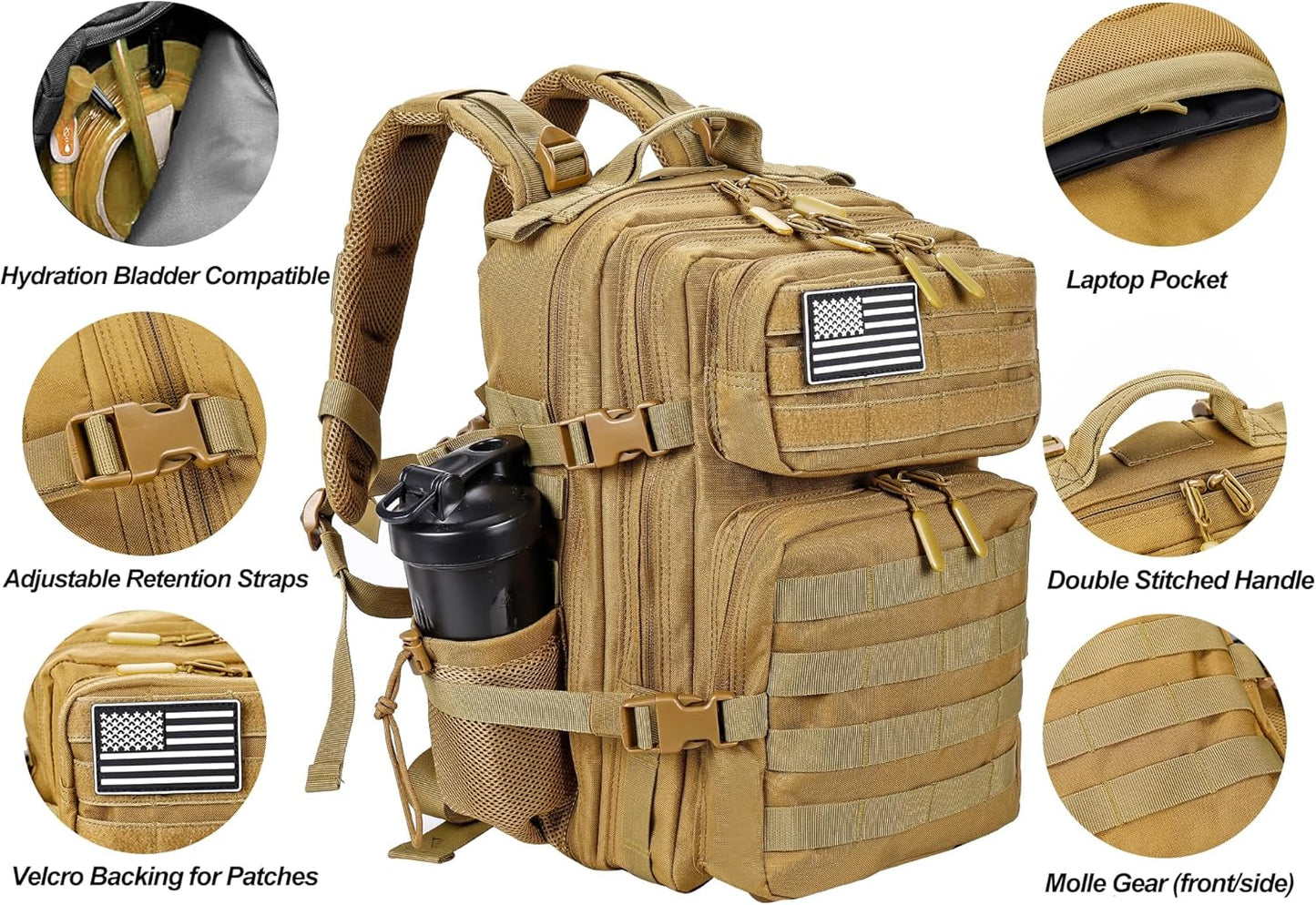 LHI Tactical Military Backpack for Men and Women 25L/35L Army Assault Pack Bag Small Rucksack with
