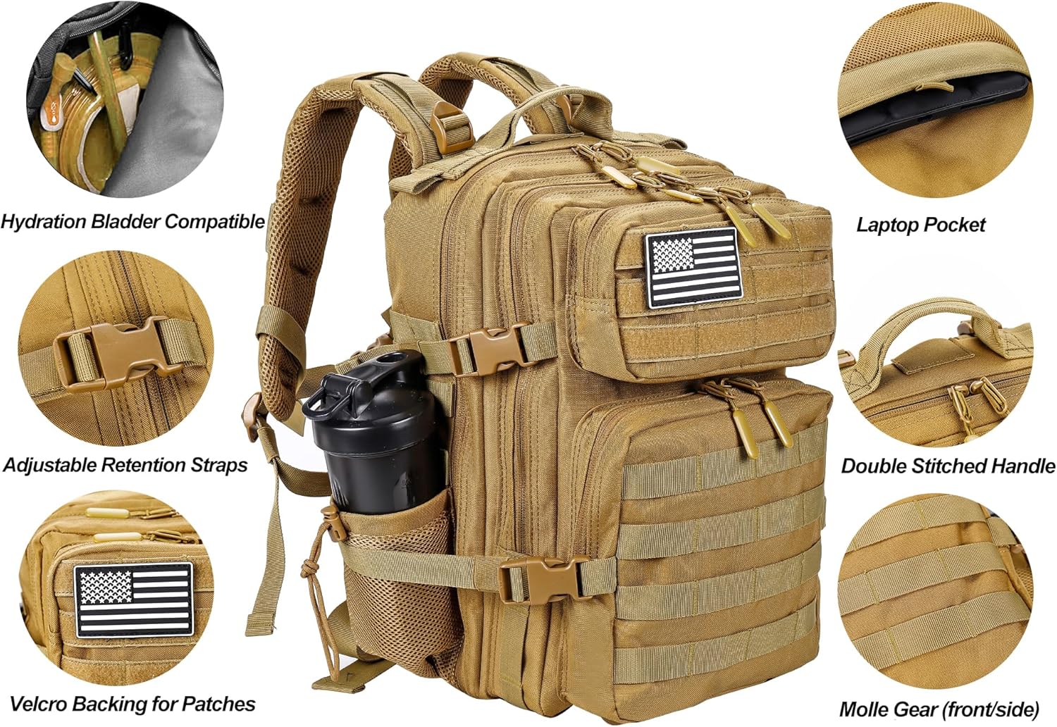 LHI Tactical Military Backpack for Men and Women 25L/35L Army Assault Pack Bag Small Rucksack with