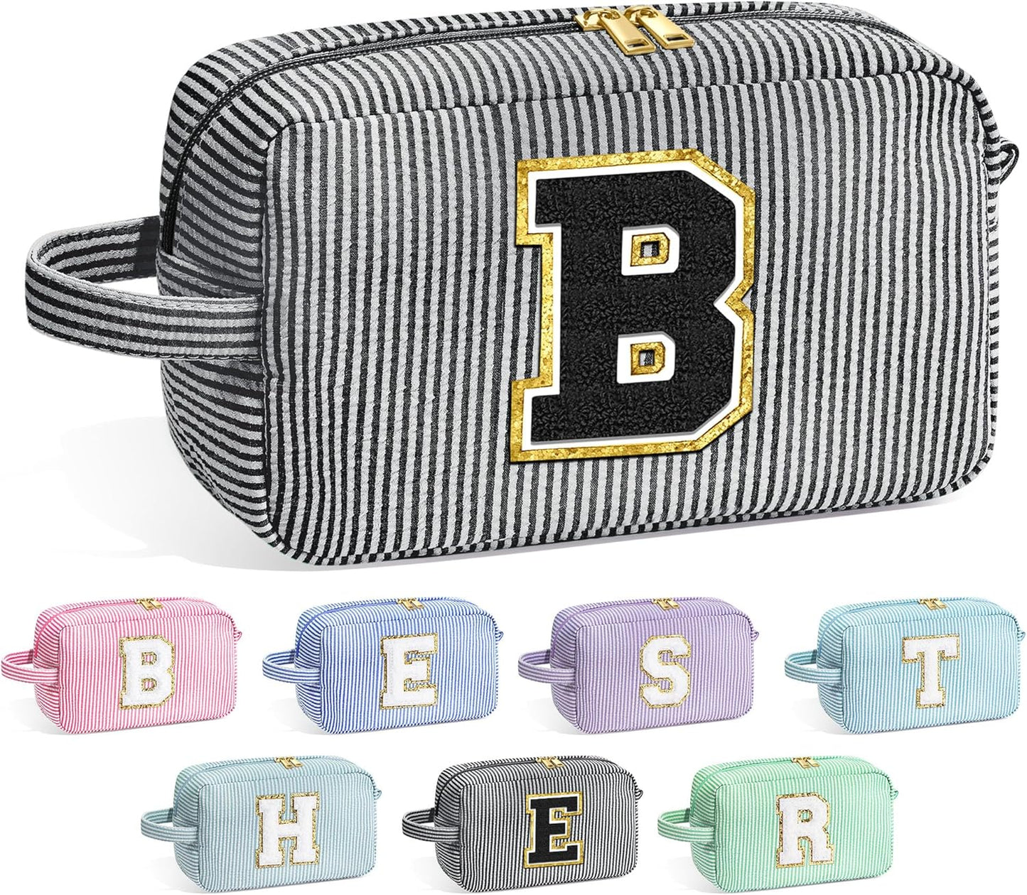 YOOLIFE Bridesmaid Proposal Gifts - Bridal Shower Gifts, Bridesmaid Gifts for Wedding Day, Maid of Honor Gifts, Bride To Be Gifts, Bachelorette Party Gift for Bride, Initial Makeup Bags for Women B