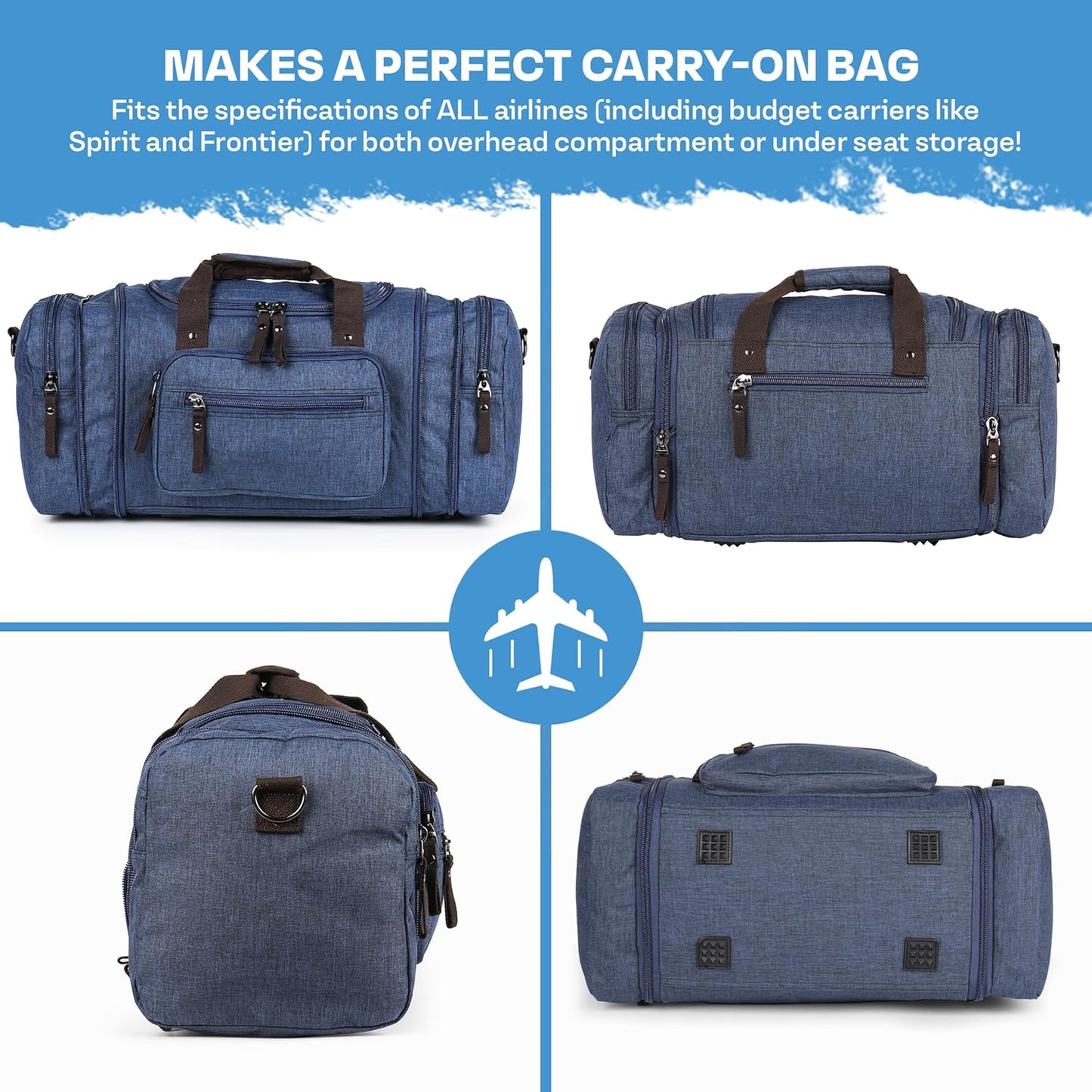 Duffle Bag for Travel 20–23” Expandable (40L) – Lightweight Water-Resistant Carry On Weekender with Multiple Pockets & Shoulder Strap – Airline Approved Travel Duffel Bags for Men & Women