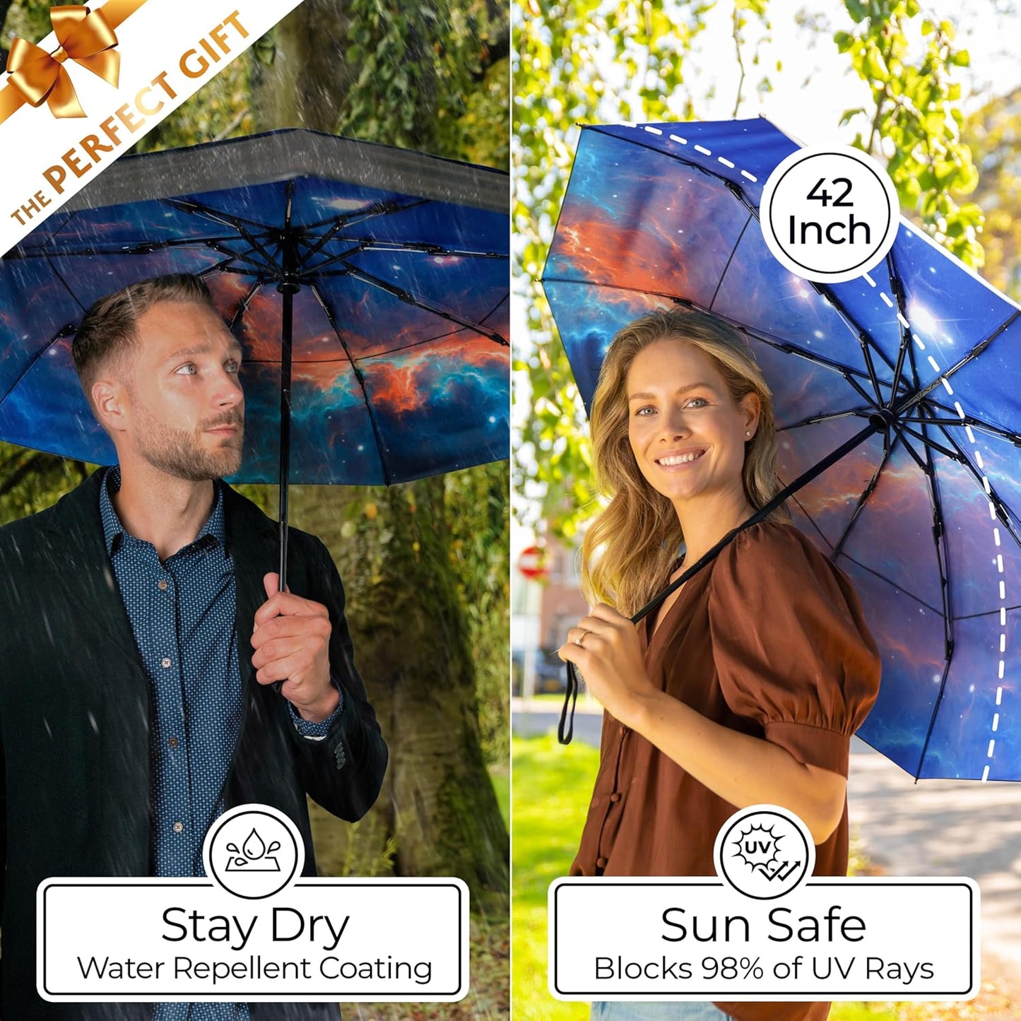 TUMELLA Strongest Windproof Travel Umbrella (Compact, Superior & Beautiful), Small Strong but Light