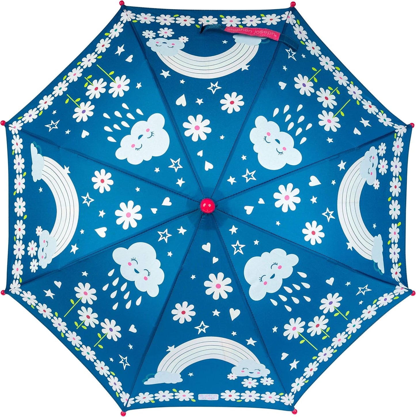 Stephen Joseph Kids' Color Changing Wet Dry Umbrella, Water reacting, Pinch Free Umbrellas for Rain Children's Umbrella, BUTTERFLY, 23"X29