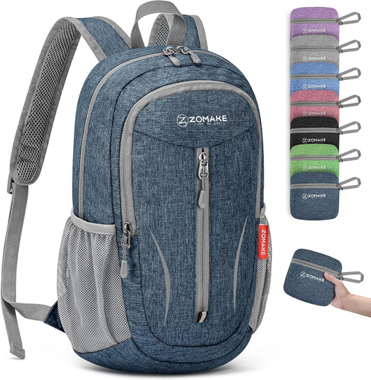 ZOMAKE Ultra Lightweight Packable Backpack 10L,Small Foldable Backpacks Hiking Water Resistant Collapsible Daypack for Women Men(Navy Blue-C1)