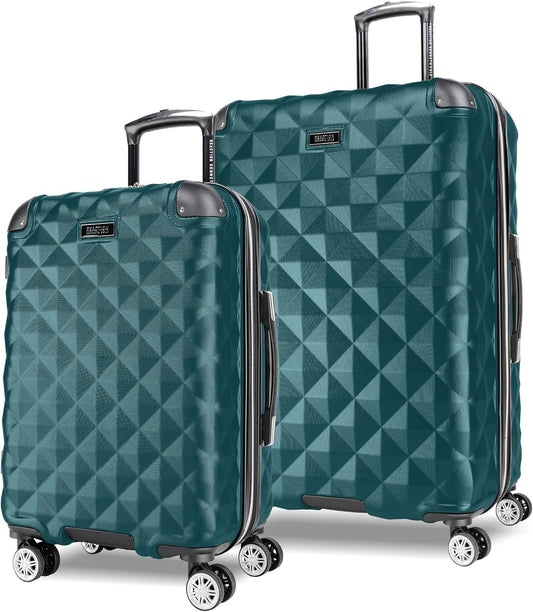 Kenneth Cole REACTION Diamond Tower Collection Lightweight Hardside Expandable 8-Wheel Spinner Travel Luggage, Deep Teal, 2-Piece Set (20" & 28")
