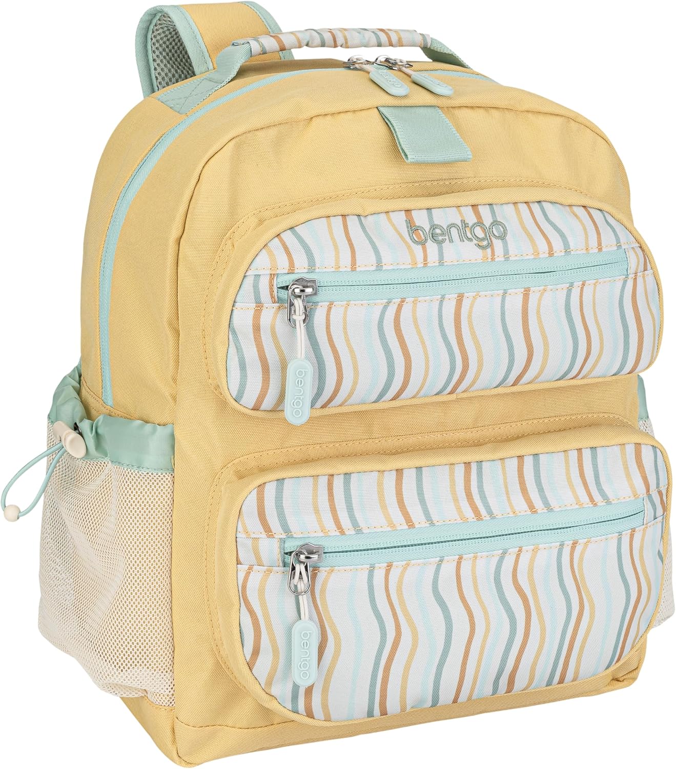 Bentgo Kids Backpack (Whimsy & Wonder Collection) - Lightweight 14’’ for School, Travel & Daycare - Ideal for Kids 4+, Durable & Water-Resistant, Roomy Interior, Loop for Lunch Bag (Wavy)