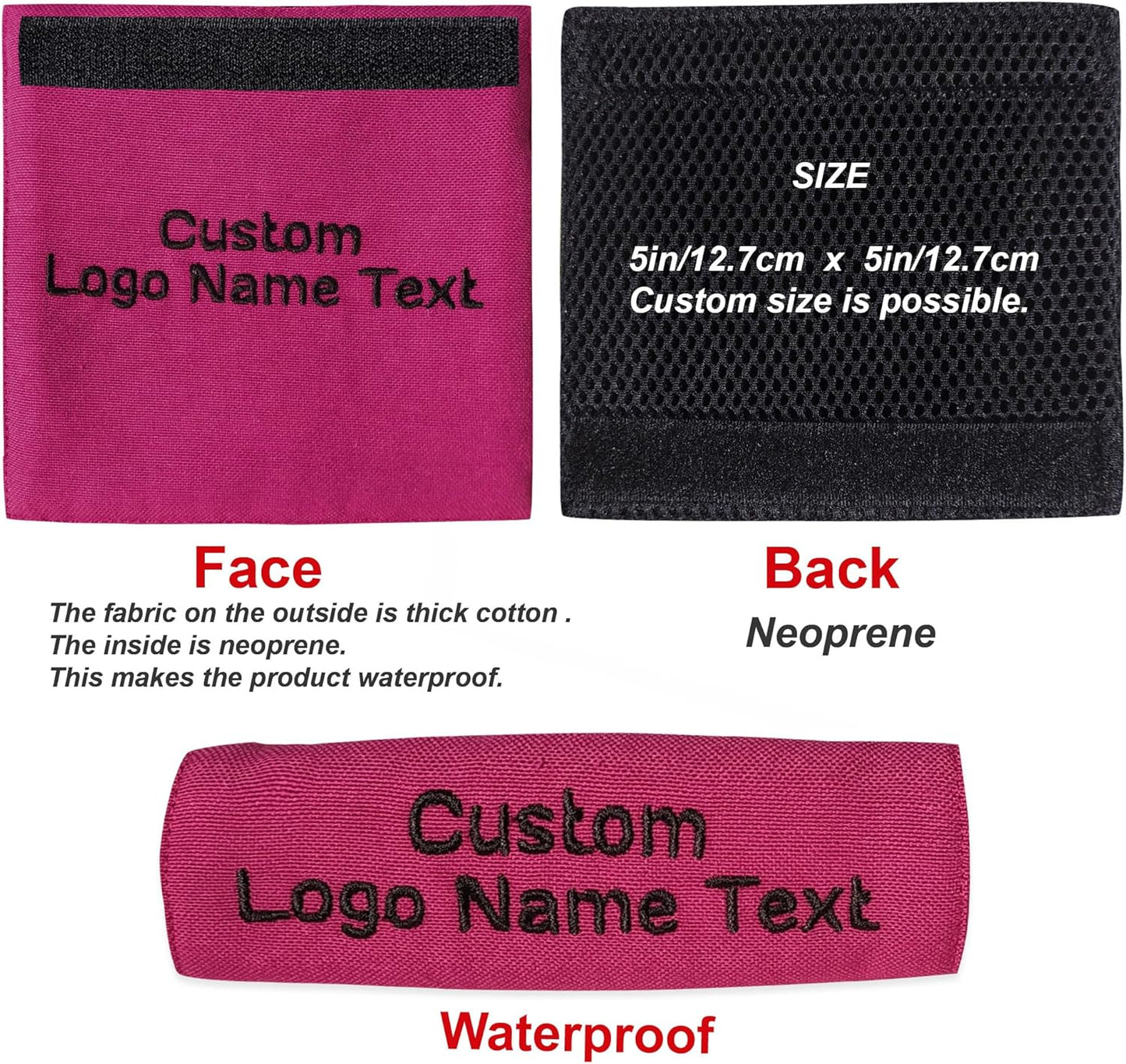 Personalized Luggage Handle Wrap Finder | Custom Embroidered Icon Monograms or Short Text ID Tag | Cover Identifier Marker for Suitcase or Bag | Grips Accessories for Travel by ACORD EU (Pink)