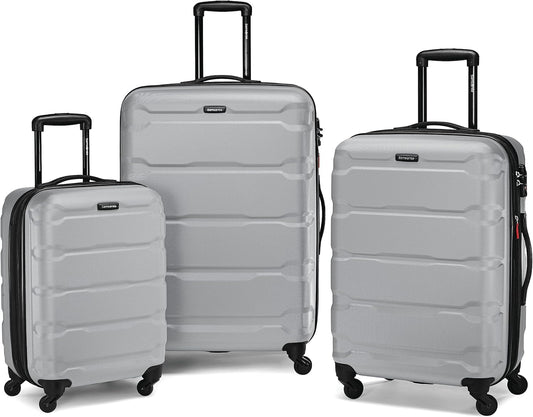Samsonite Omni PC Hardside Expandable Luggage with Spinner Wheels, Silver, 3-Piece Set (20/24/28)