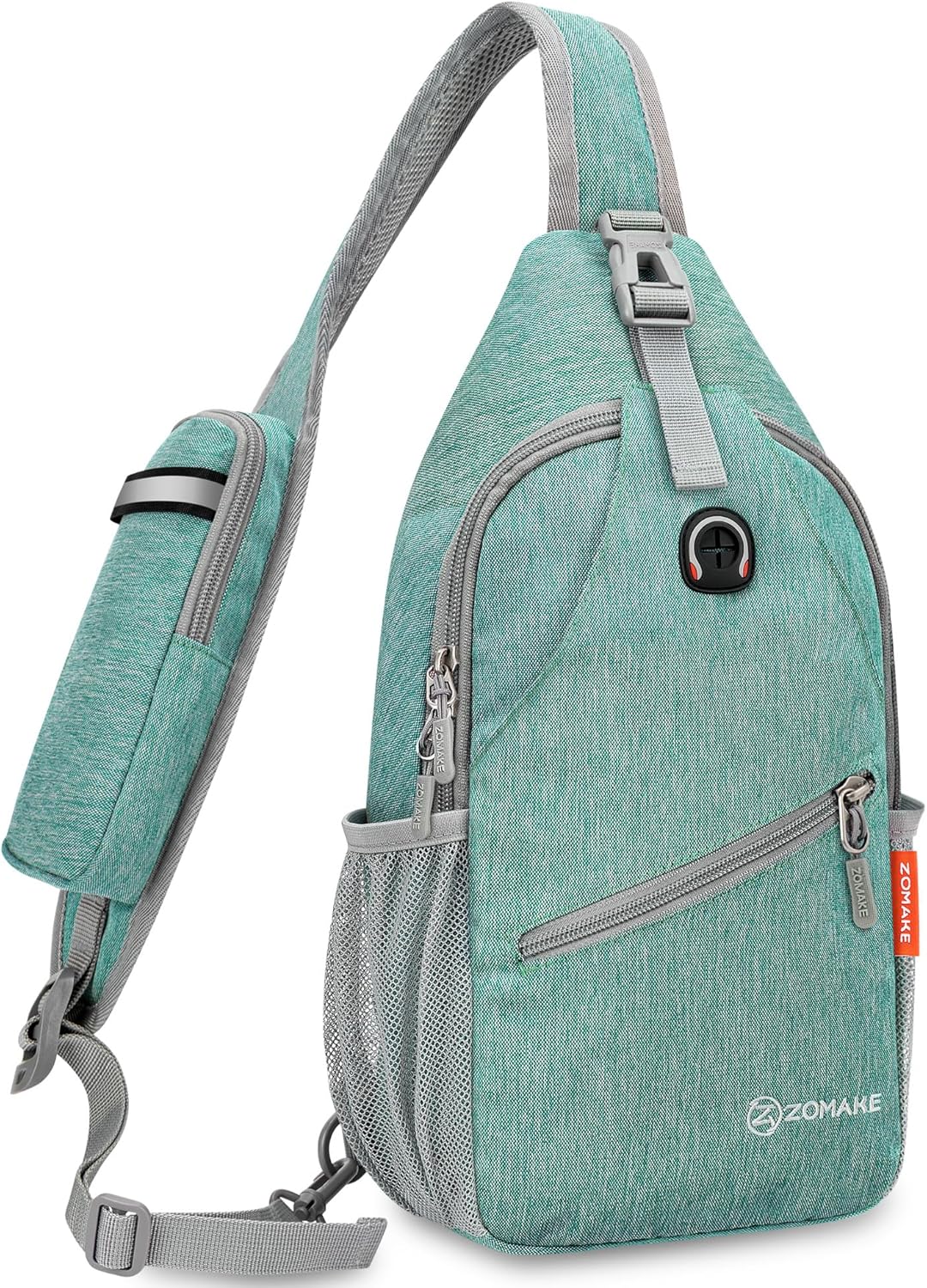 ZOMAKE Sling Bag,Small Crossbody Sling Backpack,Water Resistant Shoulder Daypack for Travel,Anti Thief Chest Bag for Hiking(Turquoise)