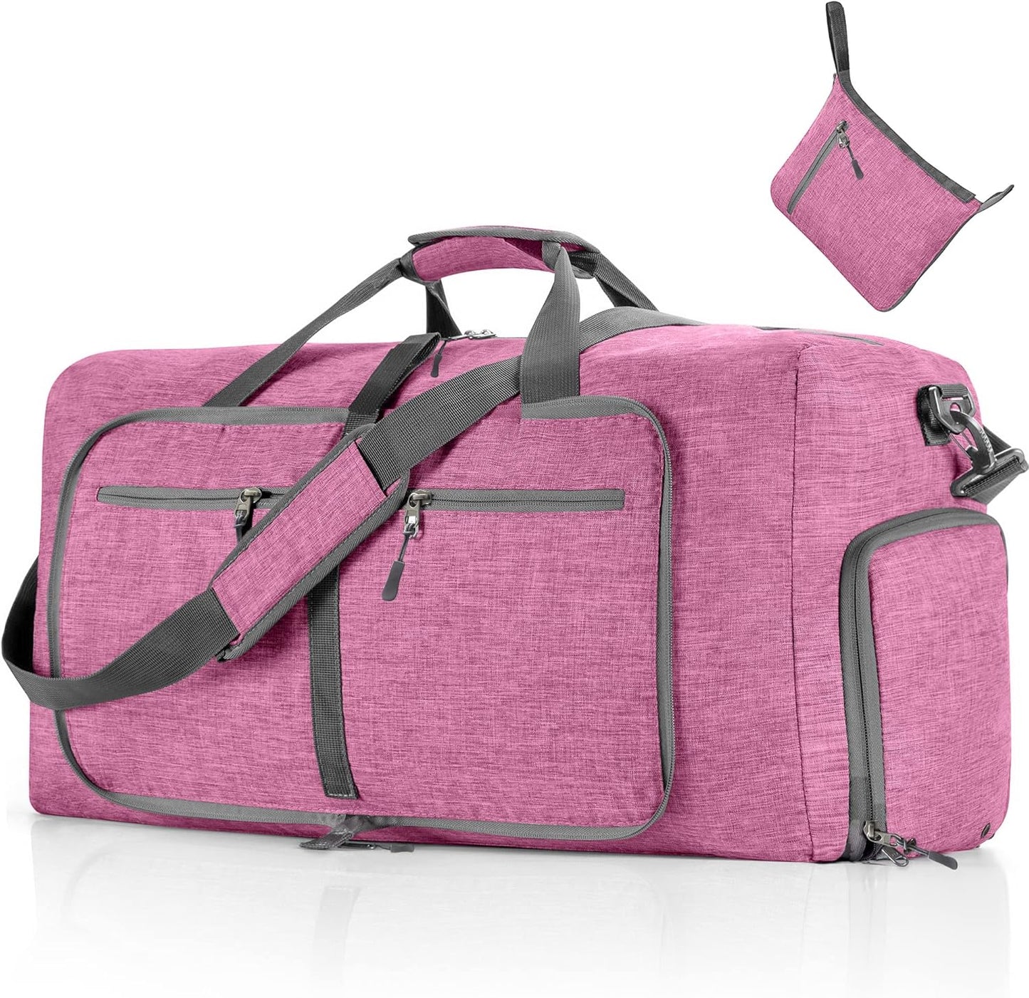 Vomgomfom 65L/85L/115L Foldable Travel Duffle Bag, Lightweight Checked Luggage with Shoe