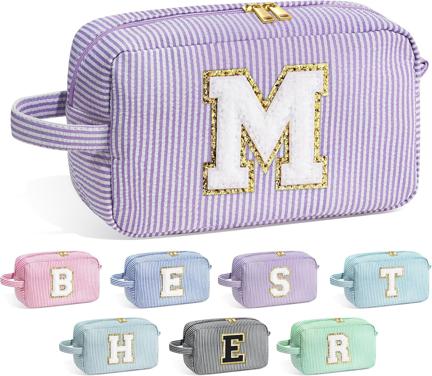 YOOLIFE Gifts for Teens Girls - Teen Girl Gifts, Gifts for Teen Girl, 10 11 12 13 Year Old Girl Gifts, Teenage Girl Gifts, Personalized Birthday Gifts for Girl, Monogram Initial Makeup Bag for Teens M