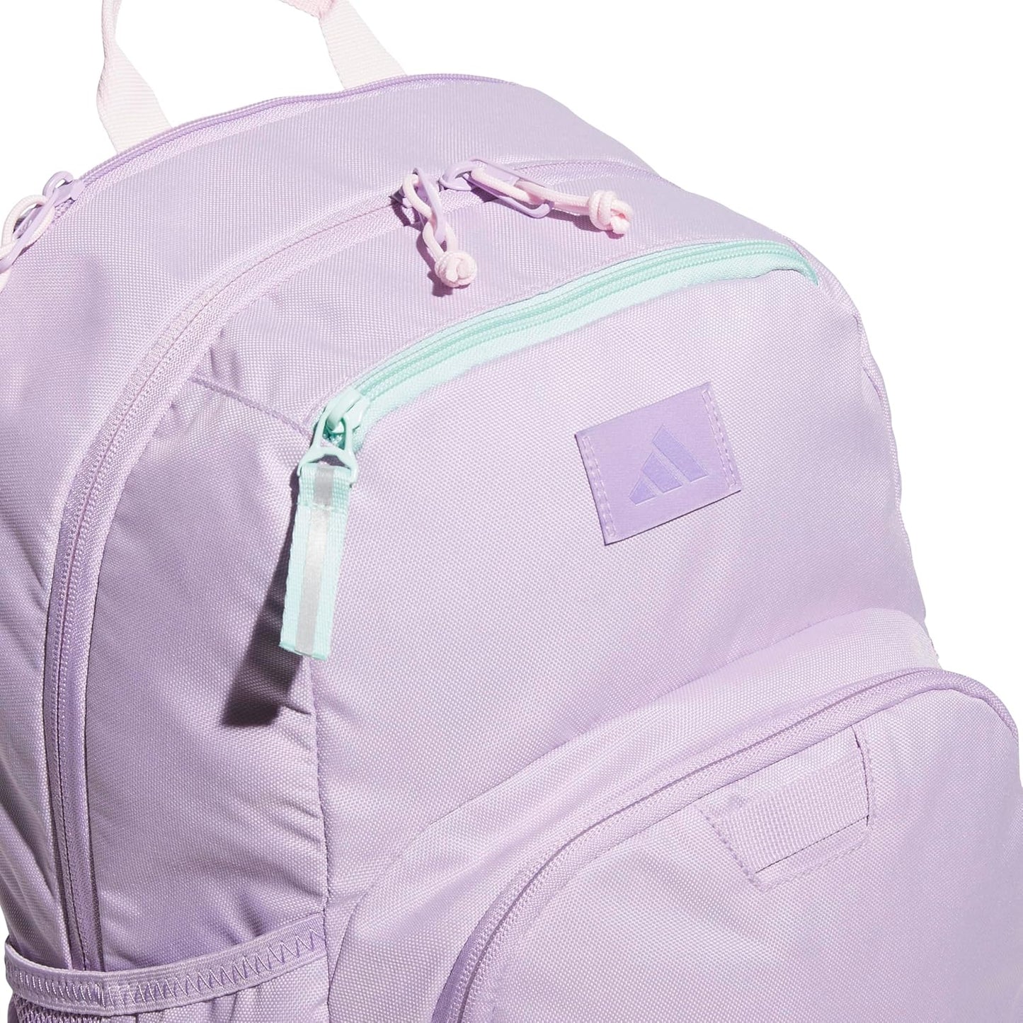adidas Midway Small Backpack for Women and Men, Durable Laptop Bag, Powder Plum Purple/Clear Pink/Semi Flash Aqua Blue, One Size