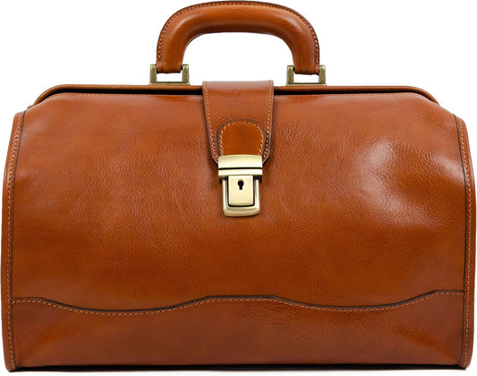 Time Resistance Leather Doctor Bag - Italian Handmade Medical Bag - Vintage Style Handbag - Real Leather Briefcase