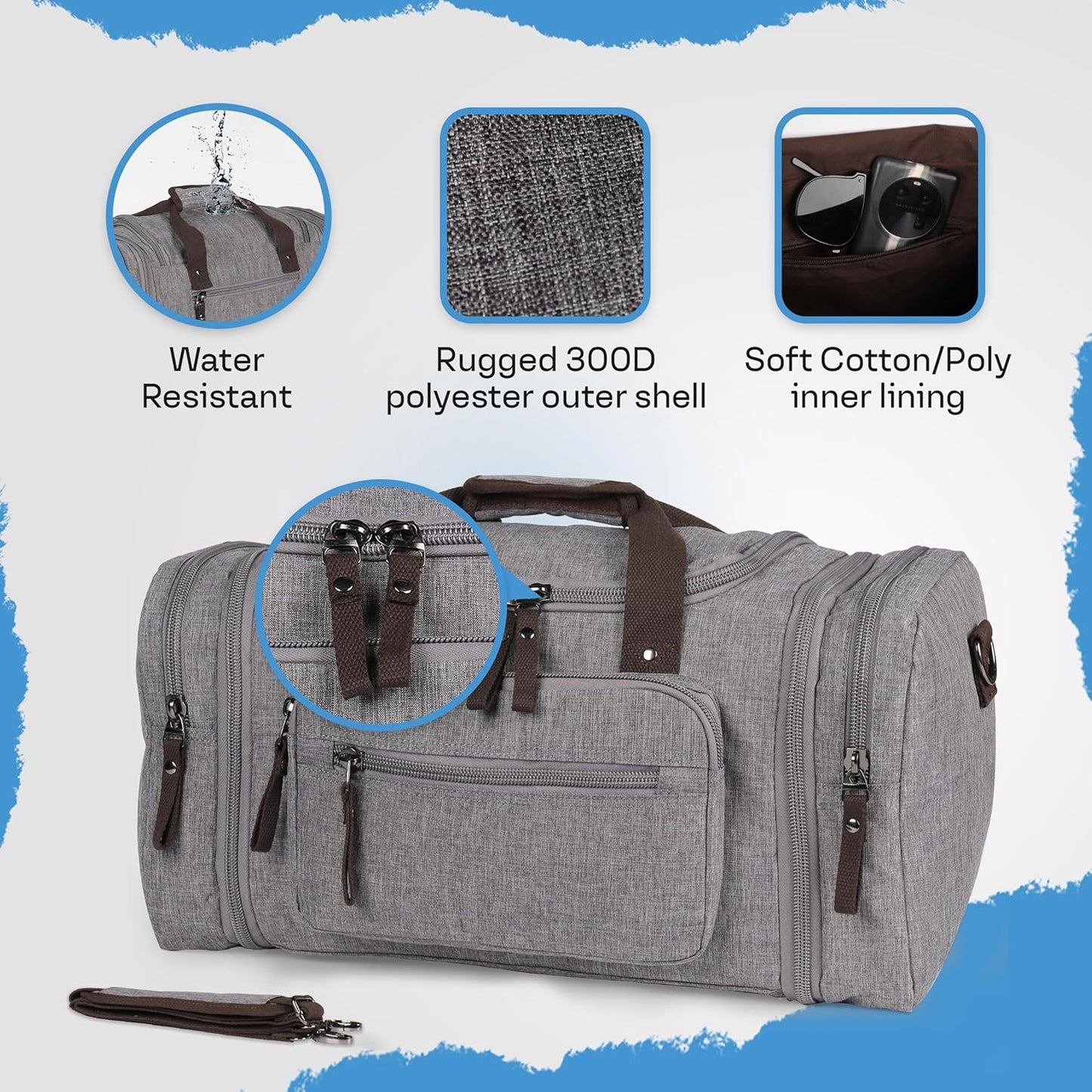 Duffle Bag for Travel 20–23” Expandable (40L) – Lightweight Water-Resistant Carry On Weekender with Multiple Pockets & Shoulder Strap – Airline Approved Travel Duffel Bags for Men & Women