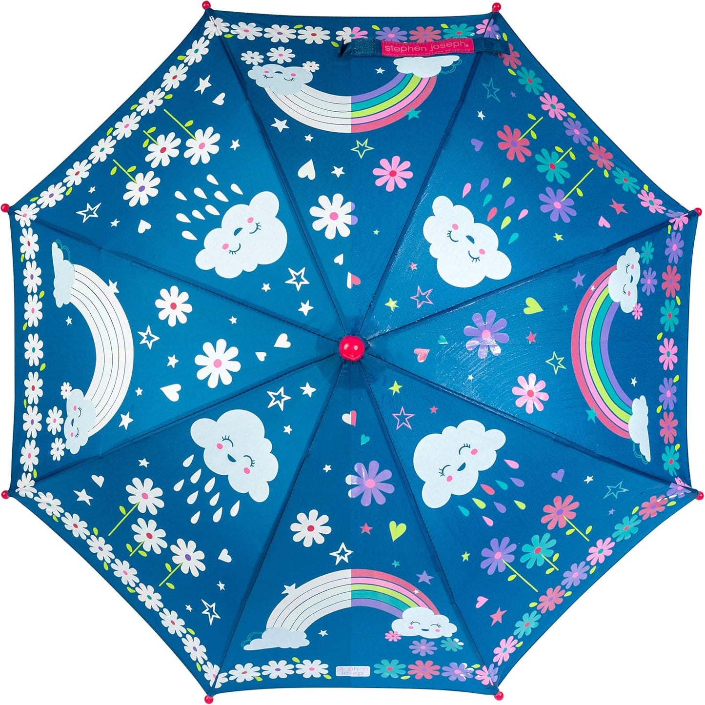 Stephen Joseph Kids' Color Changing Wet Dry Umbrella, Water reacting, Pinch Free Umbrellas for Rain Children's Umbrella, BUTTERFLY, 23"X29