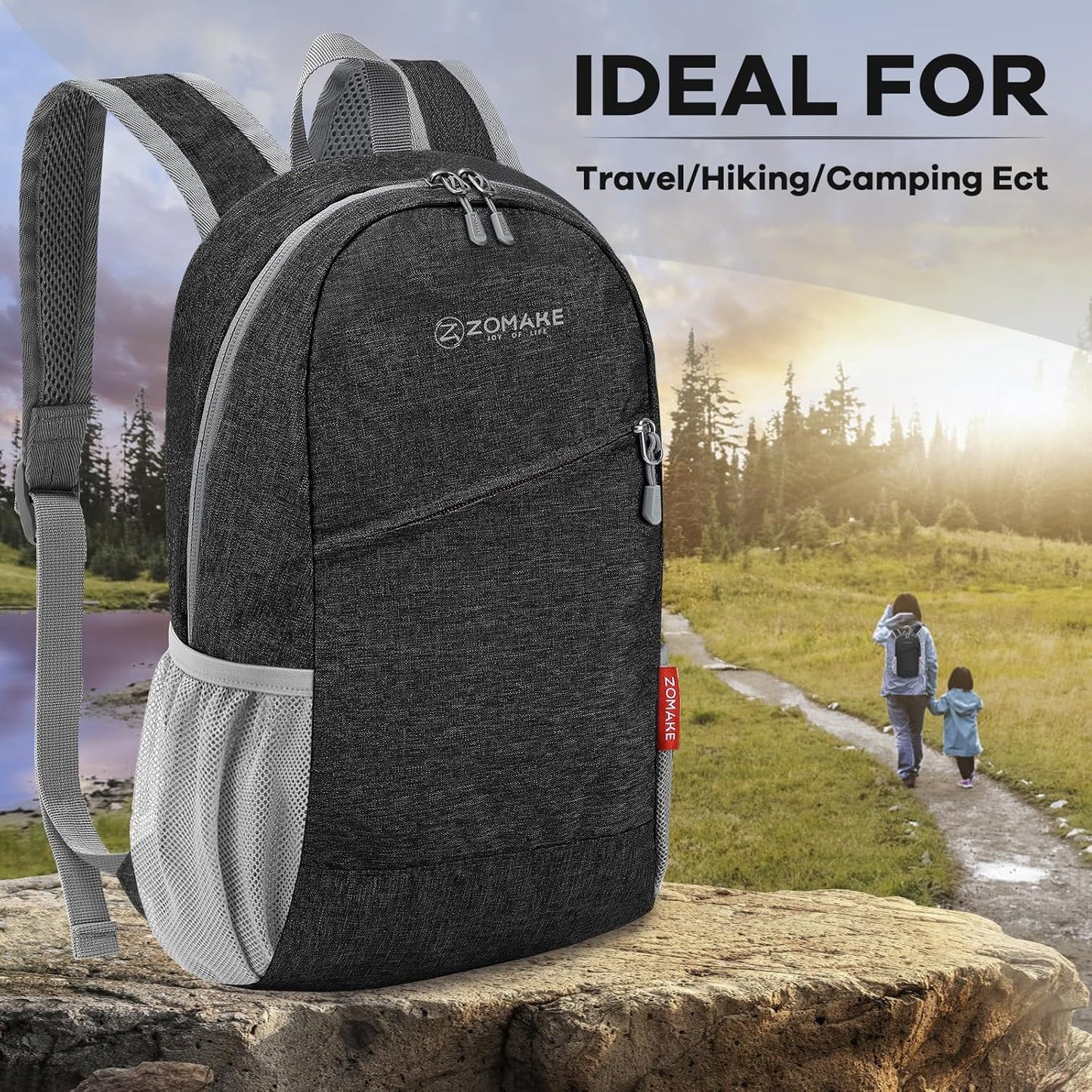 ZOMAKE Ultra Lightweight Packable Backpack 10L,Small Foldable Backpacks Hiking Water Resistant