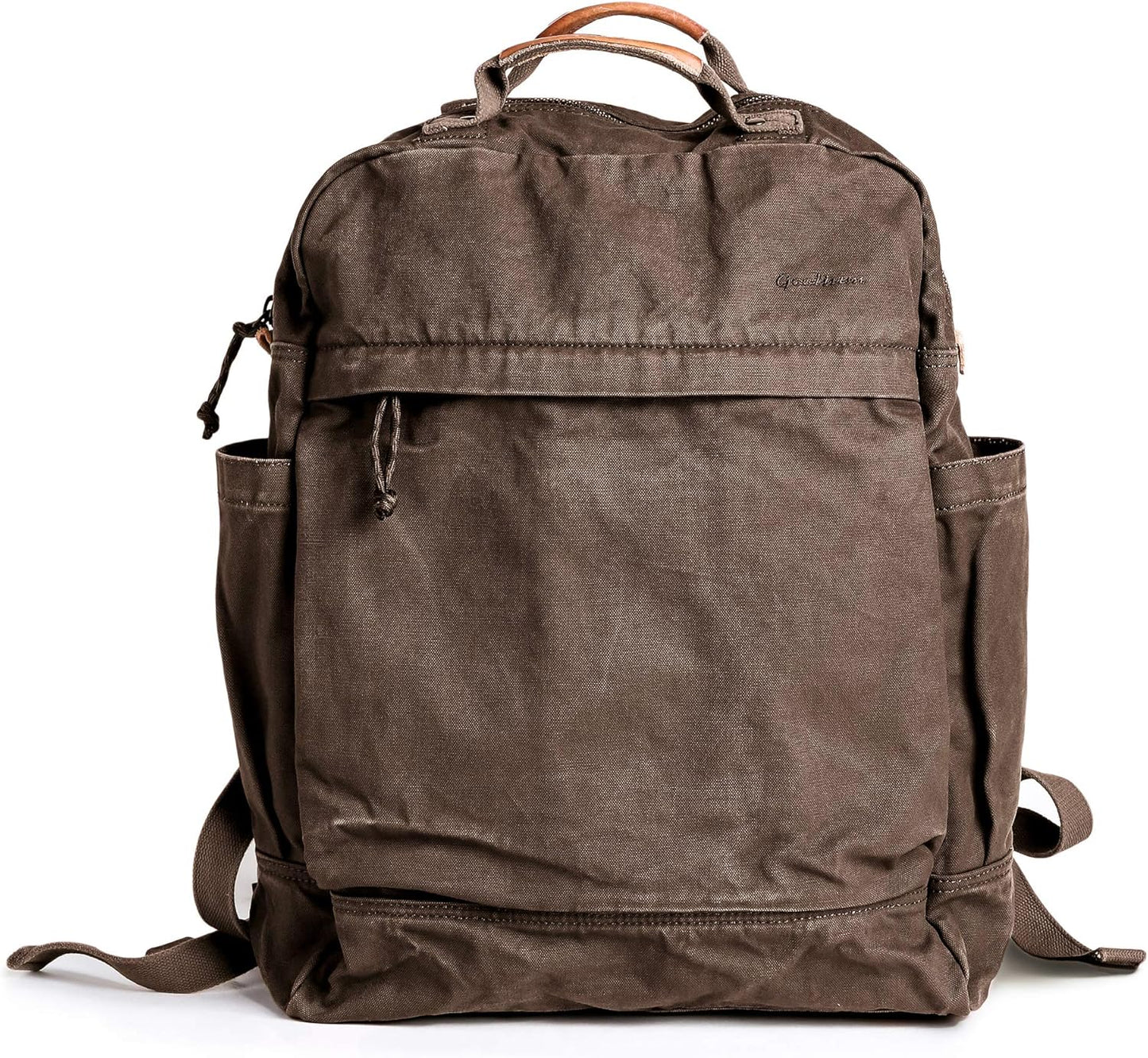 GOOTIUM Canvas Backpack for Women Vintage Style Zipper Bag Men's Casual Daypack Cloth Outdoor Travel Rucksack, Umber