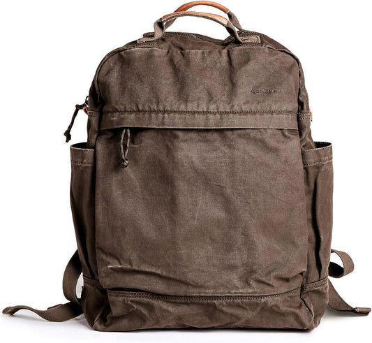 GOOTIUM Canvas Backpack for Women Vintage Style Zipper Bag Men's Casual Daypack Cloth Outdoor Travel Rucksack, Umber