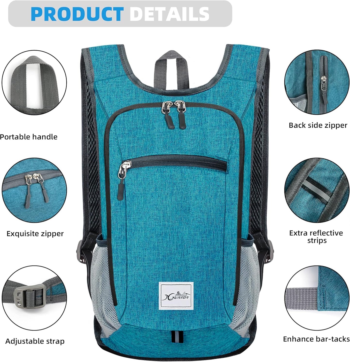 Hiking Backpack 10L Small Travel Lightweight Daypack Foldable Hiking Packable Camping Hiking Backpacks for Women Men (Teal Blue)
