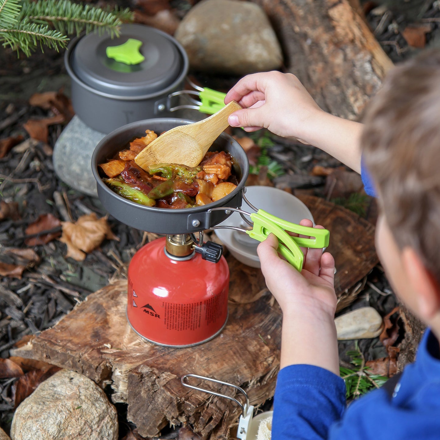 1 Liter Camping Cookware Mess Kit Backpacking Gear & Hiking Outdoors Bug Out Bag Cooking Equipment